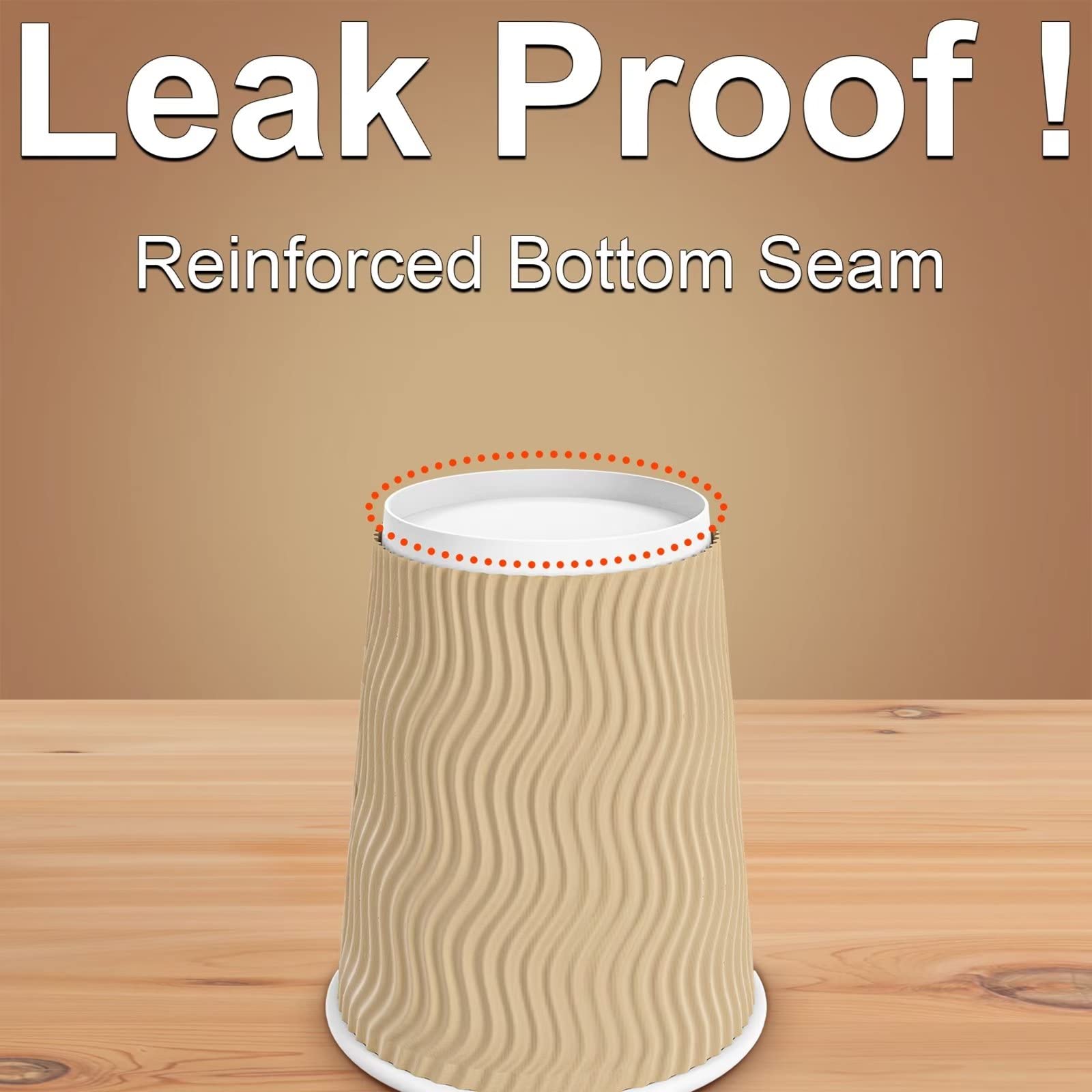 Hot Paper Cups_12 Oz Disposable Insulated Corrugated Sleeve Ripple Wall Paper Cup 100 Pcs,12Oz Cups For Drink,Hot Coffee Cups (B