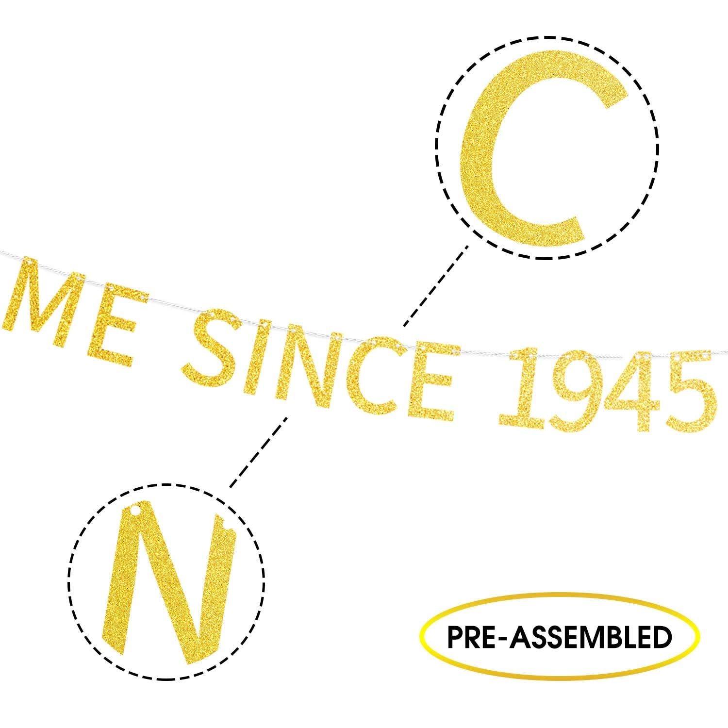 Awesome Since 1945 Pre-Strung Gold Glittery 79Th Birthday Banner 79 Seventy Nine Years Old Birthday Party Decorations For Men Wo