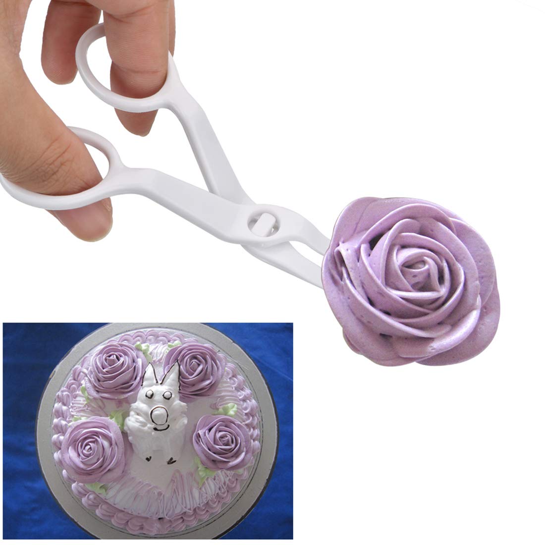 Zyamy 3Pcs Abs Plastic Cake Scissors Flower Fondant Decorating Cake Tool Flowers Lifter Cake Edge Scissors Clip Cream Transfer C
