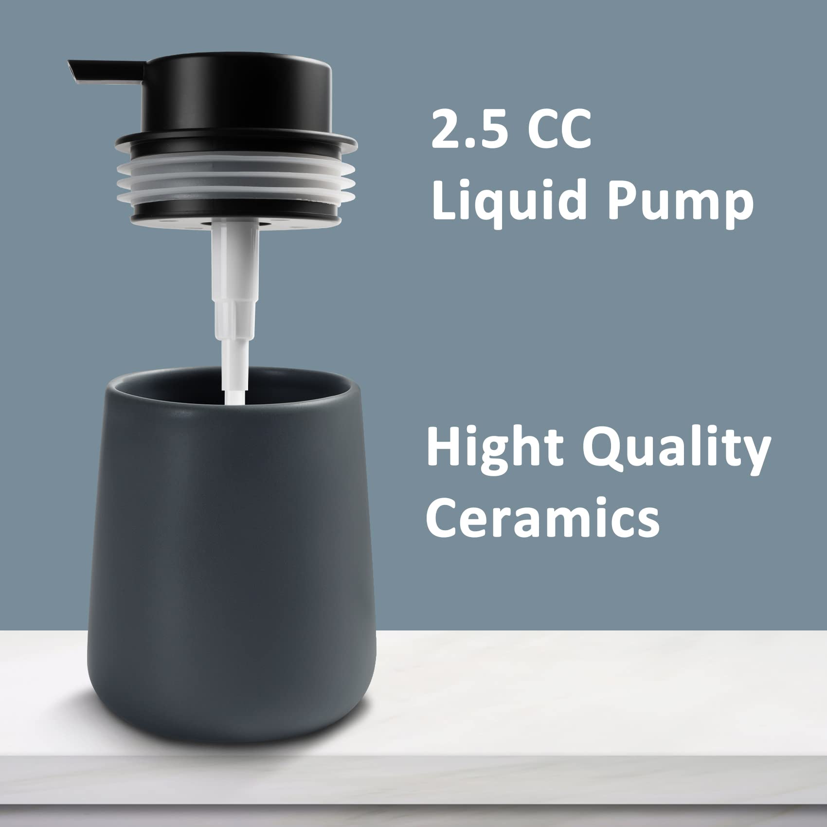 Toozfo Soap Dispenser Ceramic With Easy-To-Press Pump Hand Lotion Liquid Dispenser For Shampoo Bathroom Kitchen 12 Oz Grey
