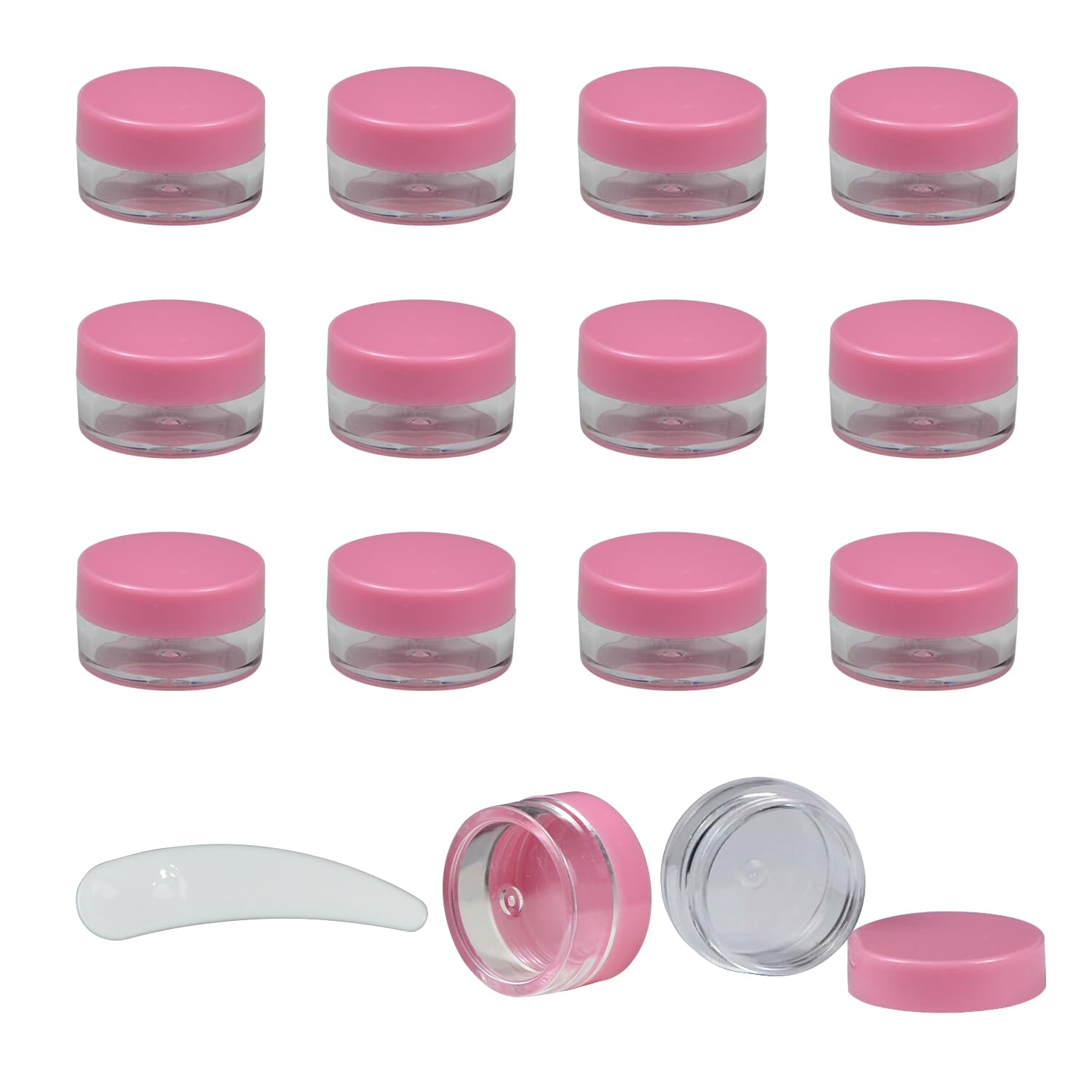 12 Pcs Small Travel Containers 5Gram/5ml  Mini Cosmetic Sample Jars with Lids, With 1 Mini Spatulas for Makeup, Lip Balm, Eye S