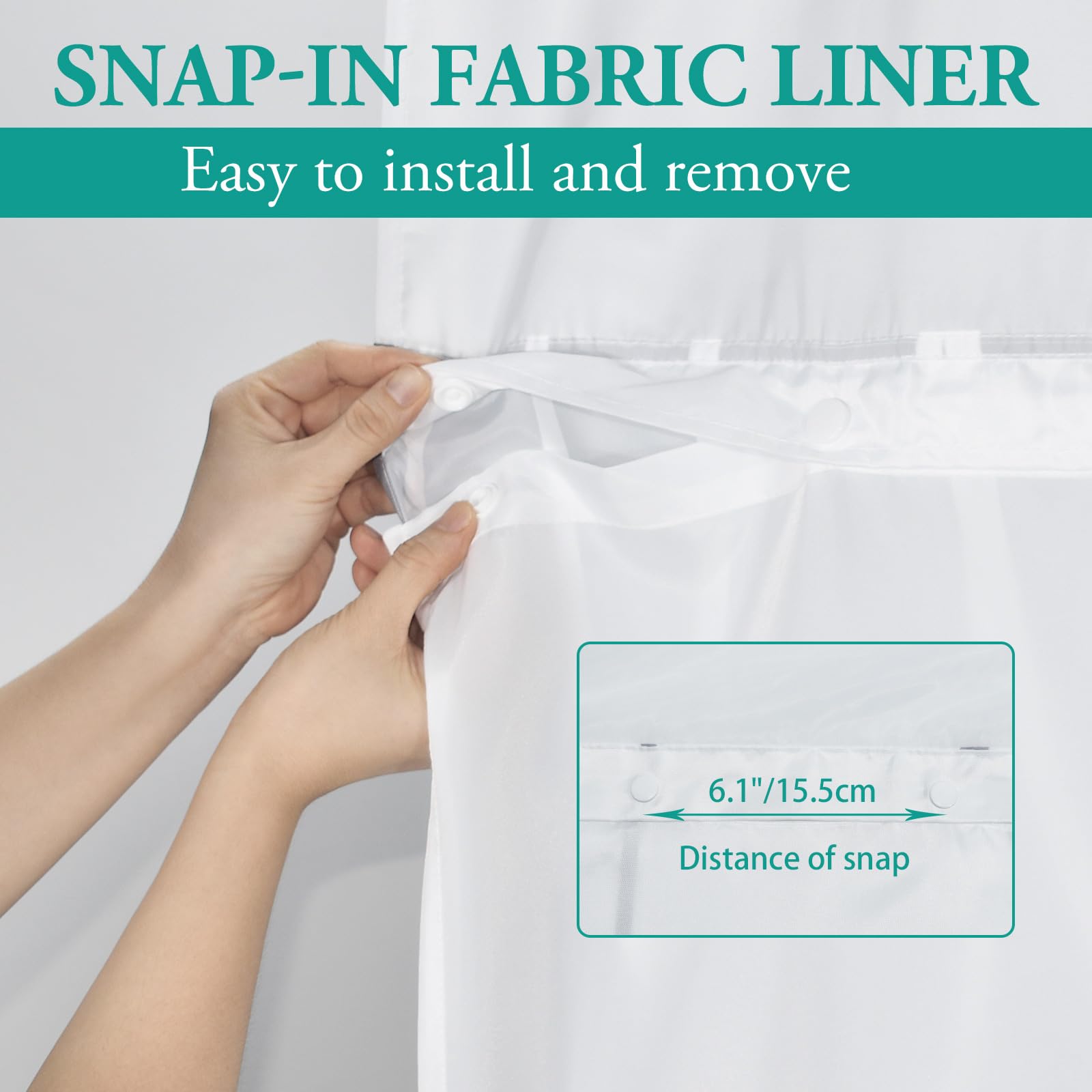 Lxbni No Hook Beige Khaki Striped Shower Curtain With Snap In Fabric Liner Set - Hotel Shower Curtain And Liner Set With See Thr