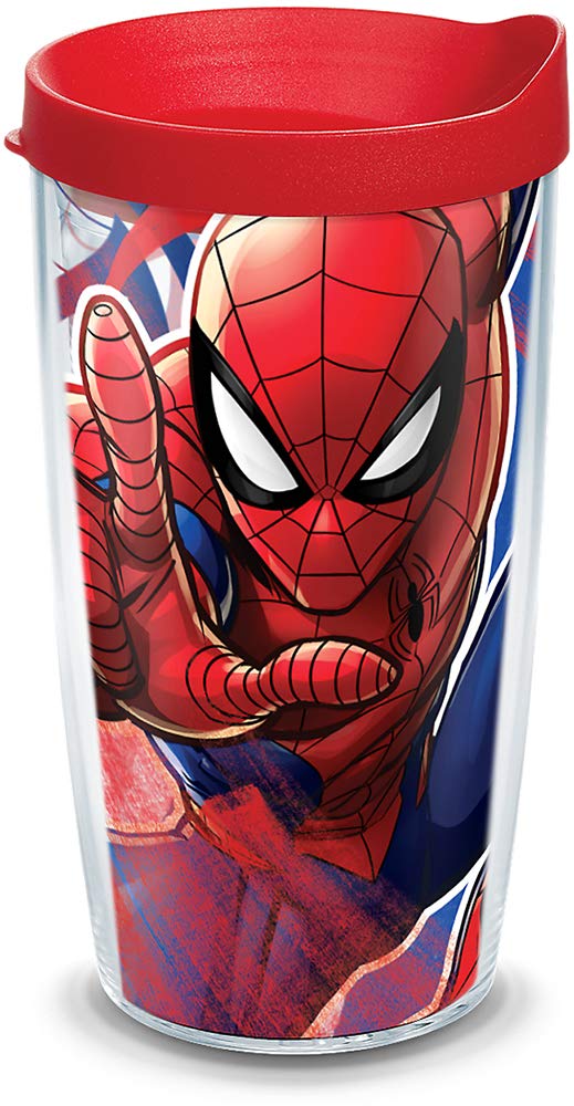 Tervis Marvel Spider-Man Iconic Made in USA Double Walled Insulated Tumbler Travel Cup Keeps Drinks Cold & Hot, 16oz, Classic