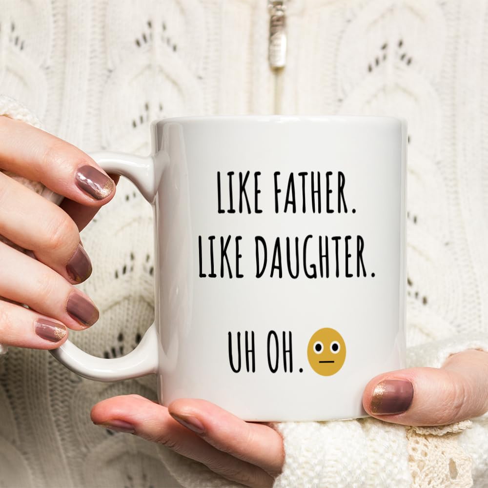 Fatbaby Funny Coffee Mug Gifts for Dad From Daughter,Birthday Christmas Fathers Day Gifts for Dad,Like Father Like Daughter,Dad