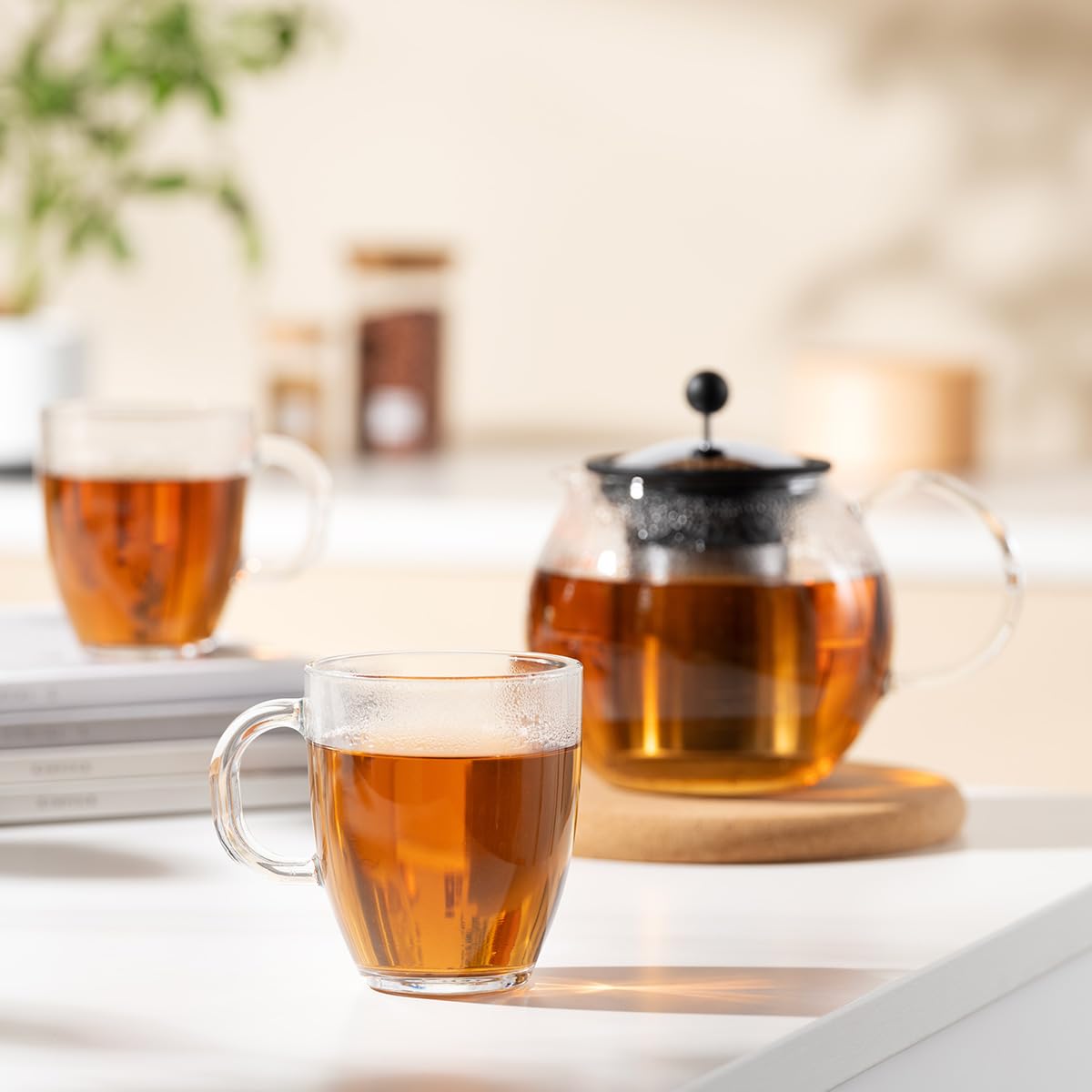 Bodum 12 Oz Bistro Coffee Mug Single-Wall High Heat Borosilicate Glasses, 2 Pack, Clear