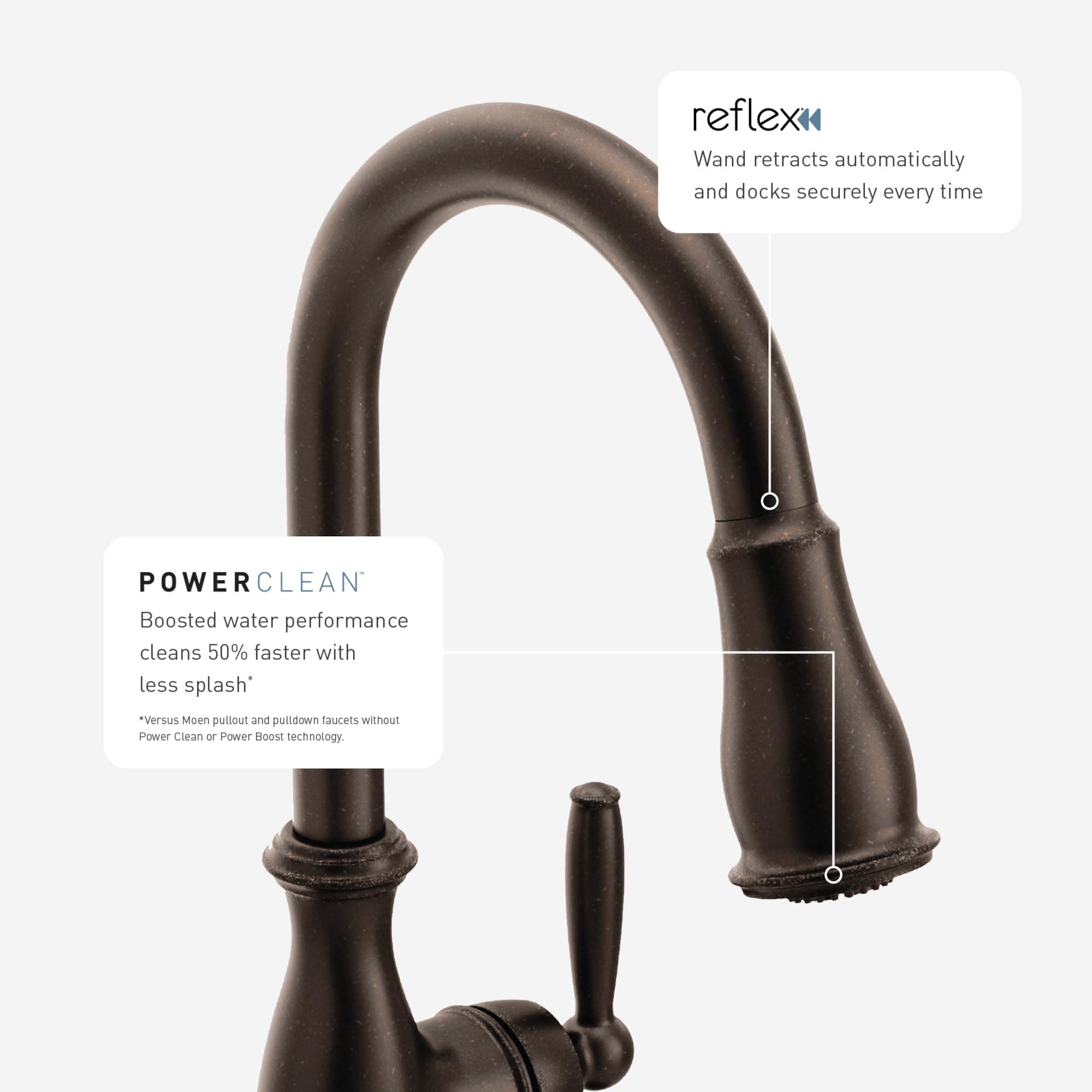 Moen Arbor Touchless Kitchen Faucet, One-Handle, Oil Rubbed Bronze, Model 7594EWORB, Featuring Power Clean