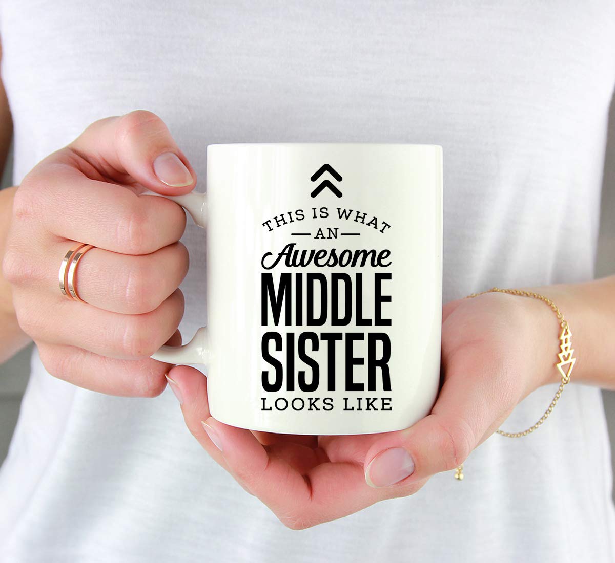 Andaz Press 11oz. Ceramic Coffee Tea Mug Gift, This is What an Awesome Middle Sister Looks Like, 1-Pack, Birthday Gift Ideas Cow