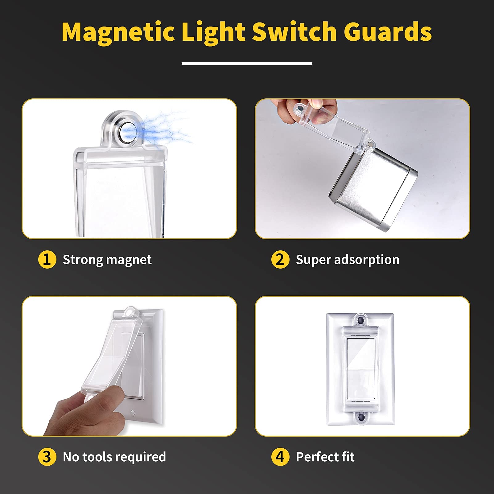 Magnetic Light Switch Guard Cover- Pszeznz Light Switch Outlet Covers For Flat Modern Wall Switches-Child Safety Protection(Clea
