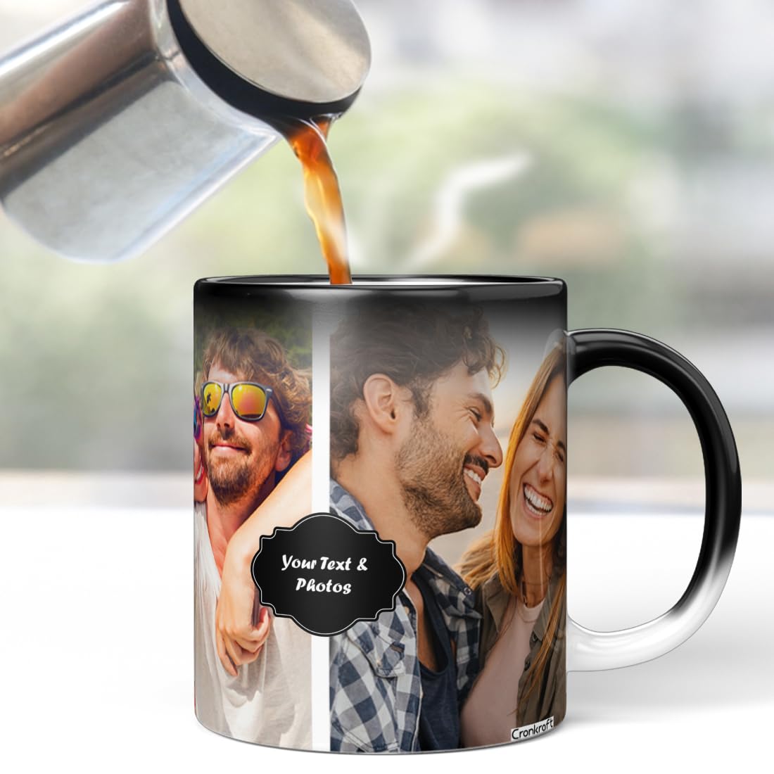 Cronkraft Personalized Magic Mug With Photo Custom Heat-Sensitive Color-Changing Coffee Cup Unique Gift For Birthday, Anniversar