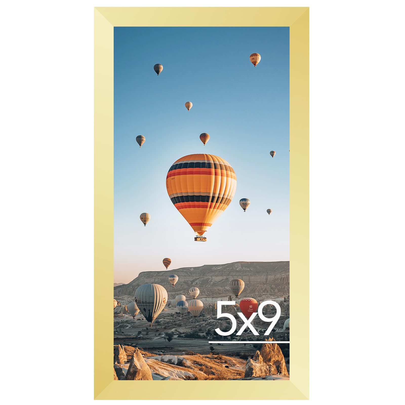 JCJMY 5x9 Picture Frame Gold for Wall Hanging or Tabletop, Wall Mounting Horizontally or Vertically, 5 x 9 Wall Gallery Poster P