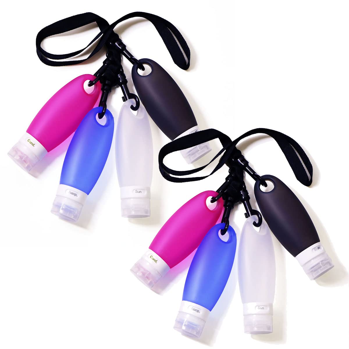 Fullplus Portable Silicone Squeezable Bottles Refillable Cosmetic Gym Containers Travel Tsa Approved Tube Set With Shower Lanyar