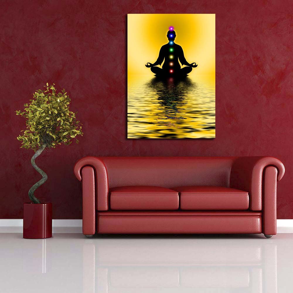 Pitaara Box Meditation With Chakras | Peel & Stick Vinyl Wall Sticker For Bedroom & Living Room | 18 X 25.5 Inch (46 X 65 Cms)