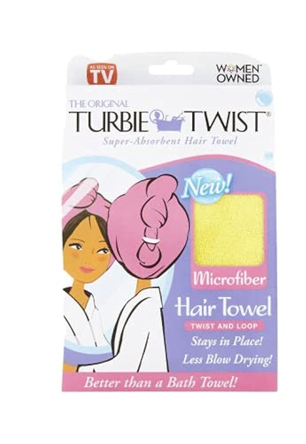 Turbie Twist Super-Absorbent Hair Towel Microfiber Twist & Loop (Colors May Vary)