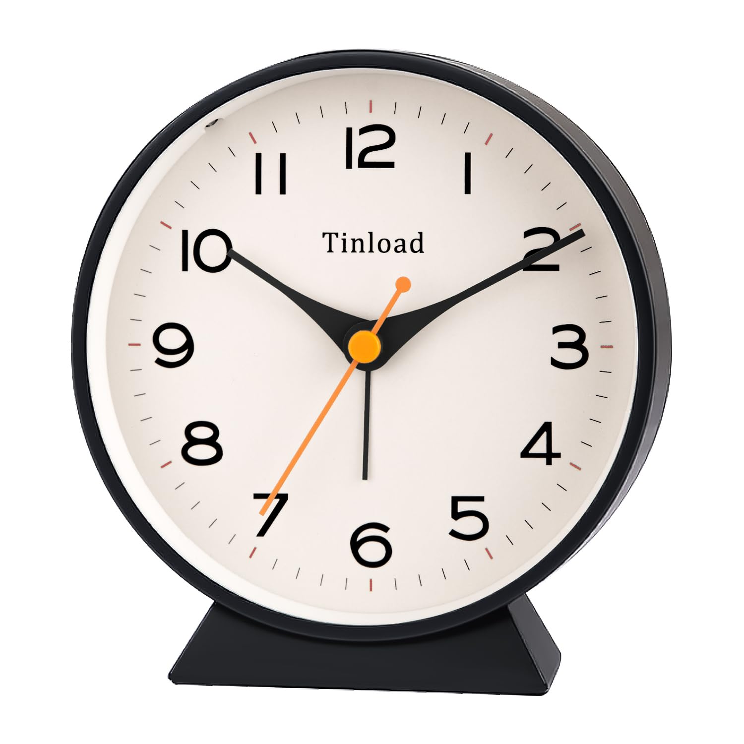 Tinload 4.5 Battery Operated Retro Analog Alarm Clock, Small Silent Bedside Desk Clock,Lighted on Demand, Battery Operated, Snoo