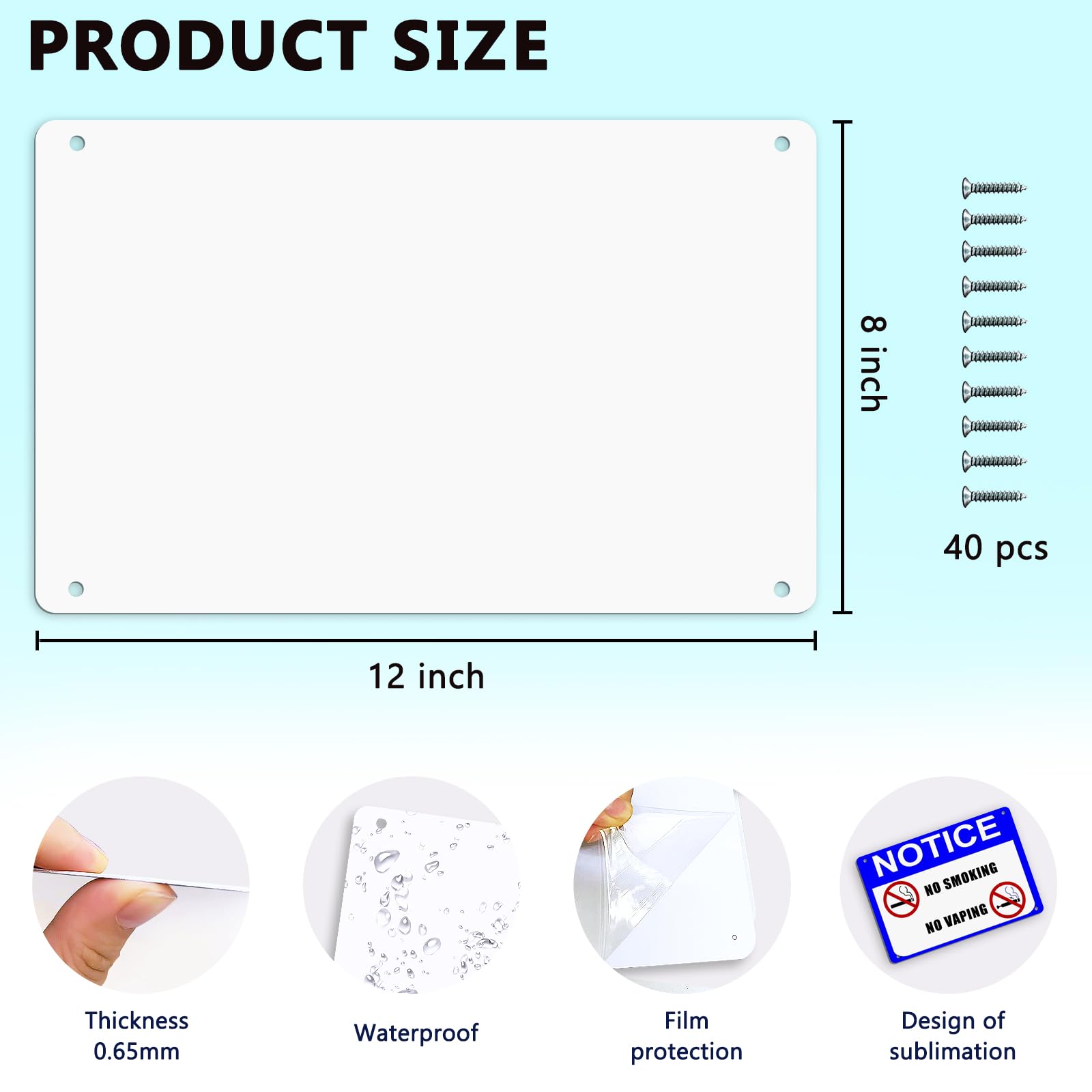 Beclumas 10 Pack 8x 12 Sublimation Metal Sign Blanks, 0.65mm Blank Metal Sign for Advertising, Wall Decor