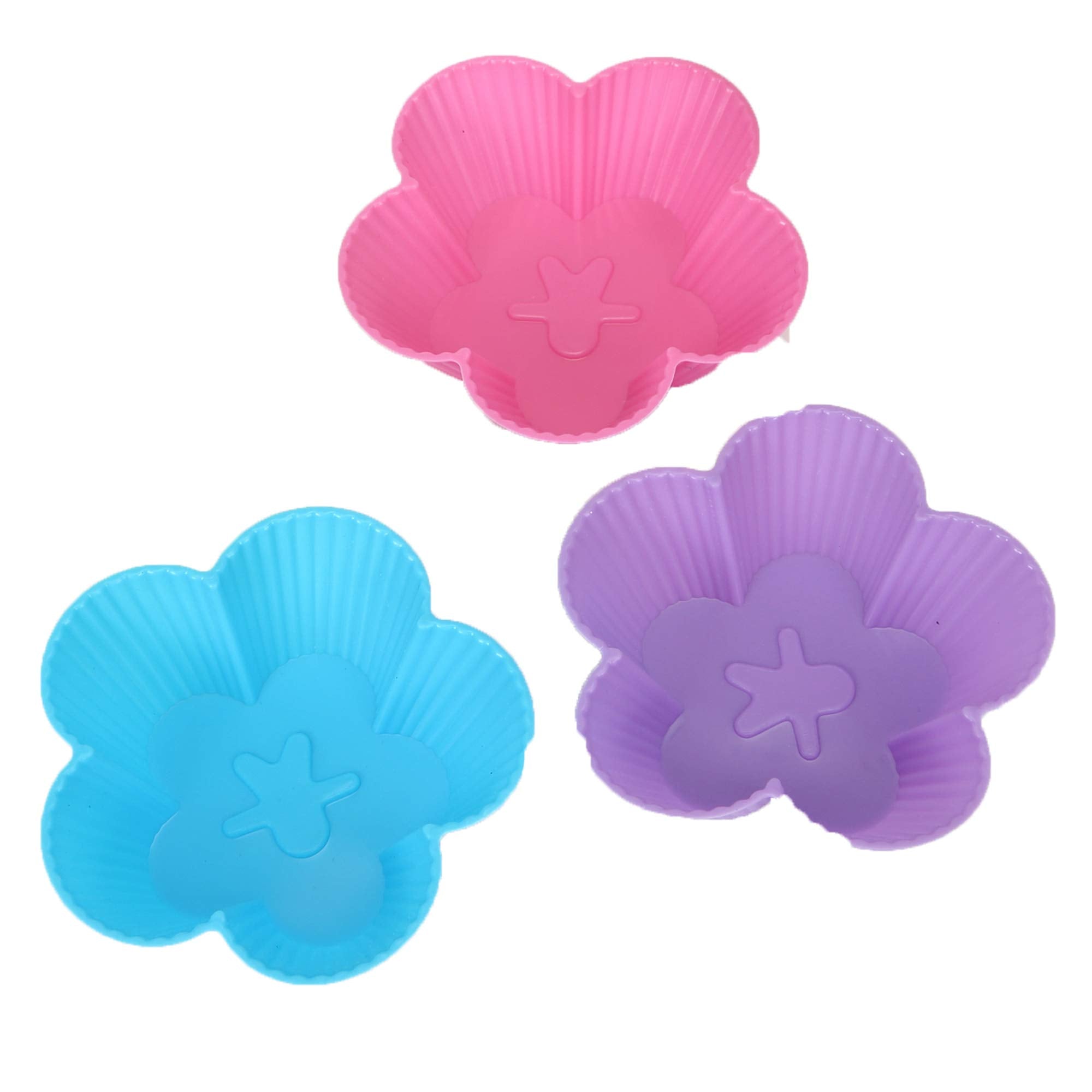 Clazkit Silicone Reusable Round Flower Shaped Muffin Moulds (Multicolor) -Set of 8