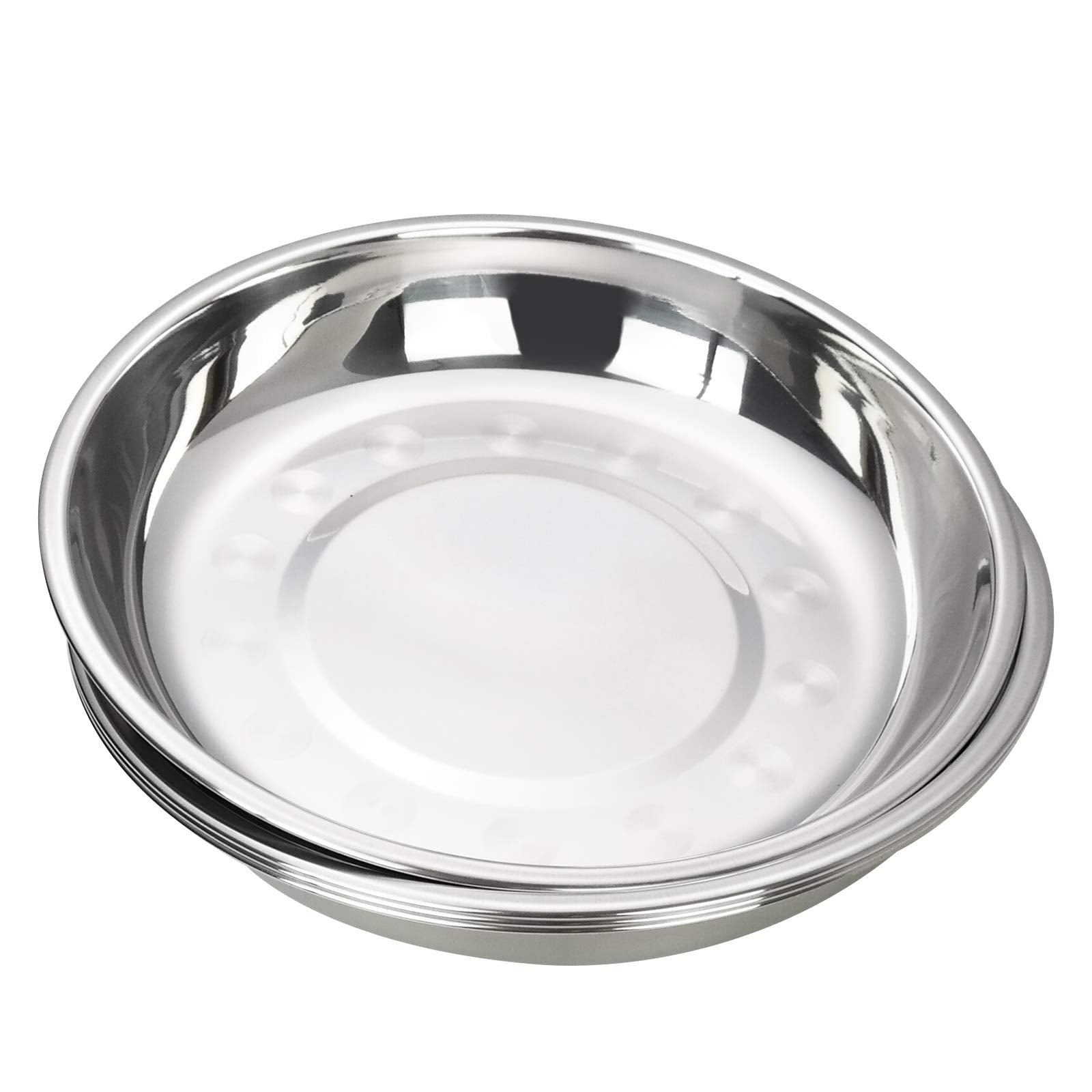 Dehouse 4-Piece Dinner Plates, Stainless Steel Metal Prep Plates