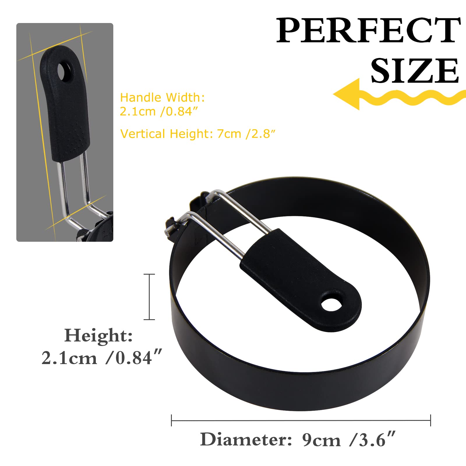 Lxlovesm 3 Packs 3.5'' Egg Rings Set With Silicone Handle, Stainless Steel Egg Cooking Rings,Nonstick,For Frying Eggs And Egg Mc
