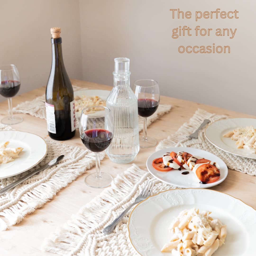Snuglife Macrame Placemats Set Of 6 - Handmade Cotton Woven Boho Placemats - Modern Farmhouse Fringe Placemats For Dining Table,