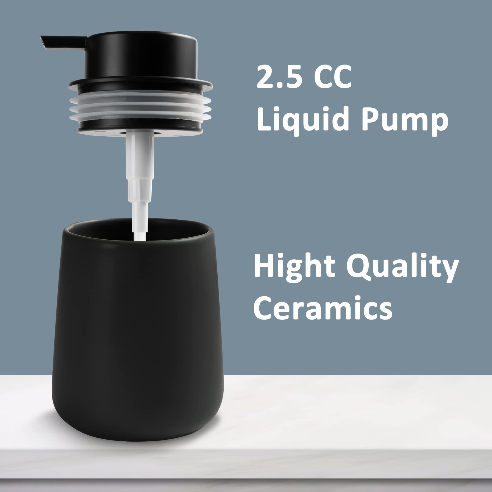 Toozfo Soap Dispenser Ceramic With Easy-To-Press Pump Hand Lotion Liquid Dispenser For Shampoo Bathroom Kitchen 12 Oz Black