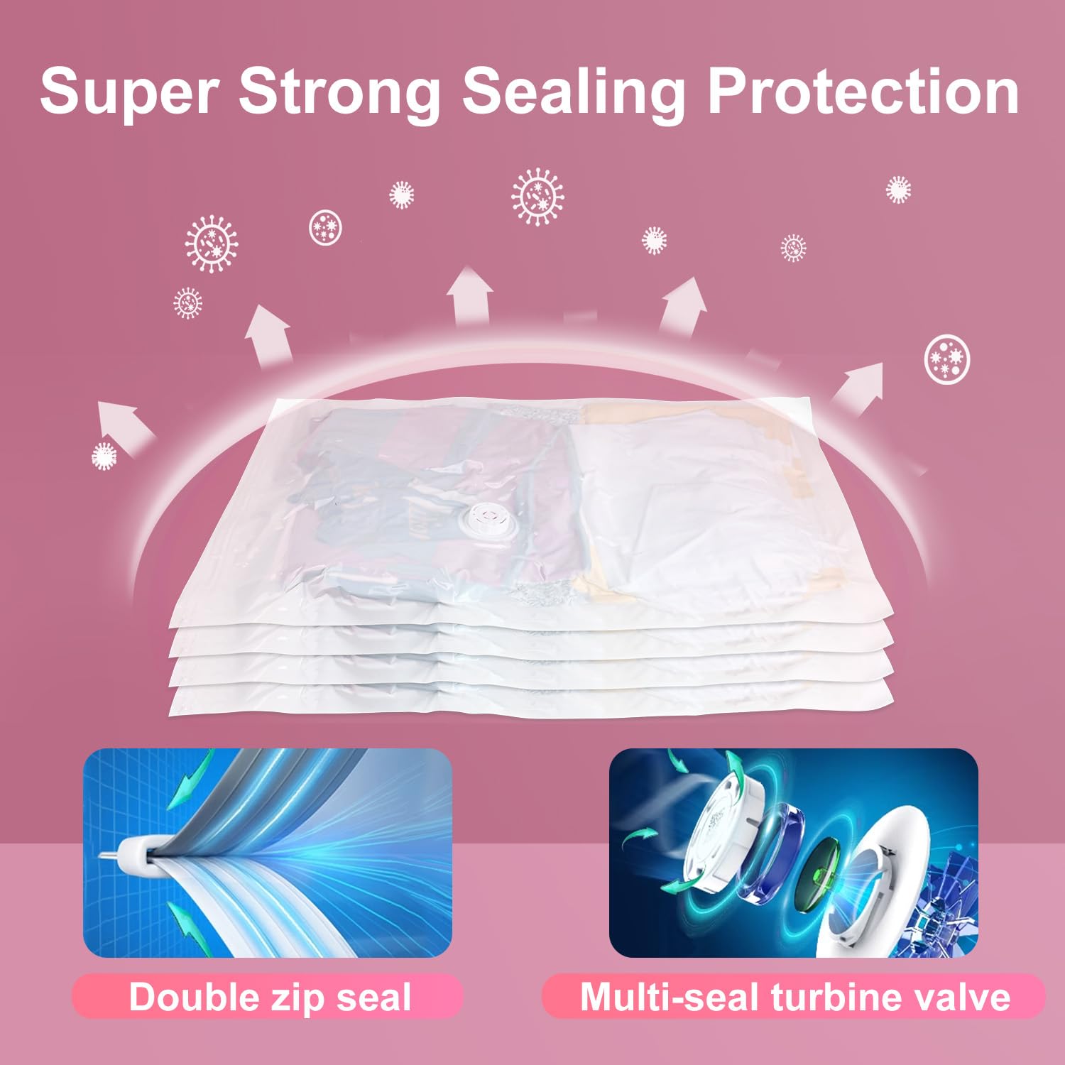 Vacuum Seal Bags for Clothing Travel, 5 Pack Space Saver Vacuum Storage Bags with Electric Pump,Portable Compression Sealer for