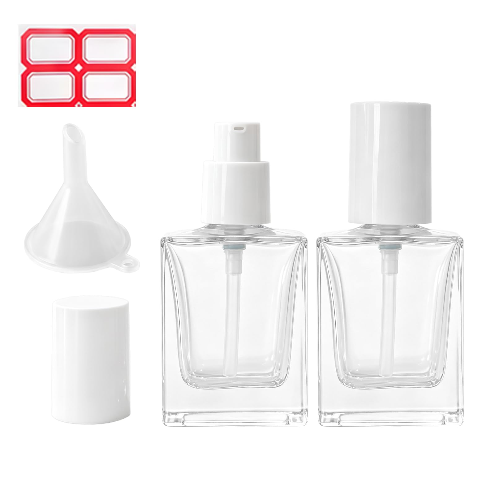 GDSHNYC 2 Pack 30ml Clear Glass Foundation Bottle, Empty Refillable Square Lotion Bottle with Press Pump for Lotion Liquid Clean