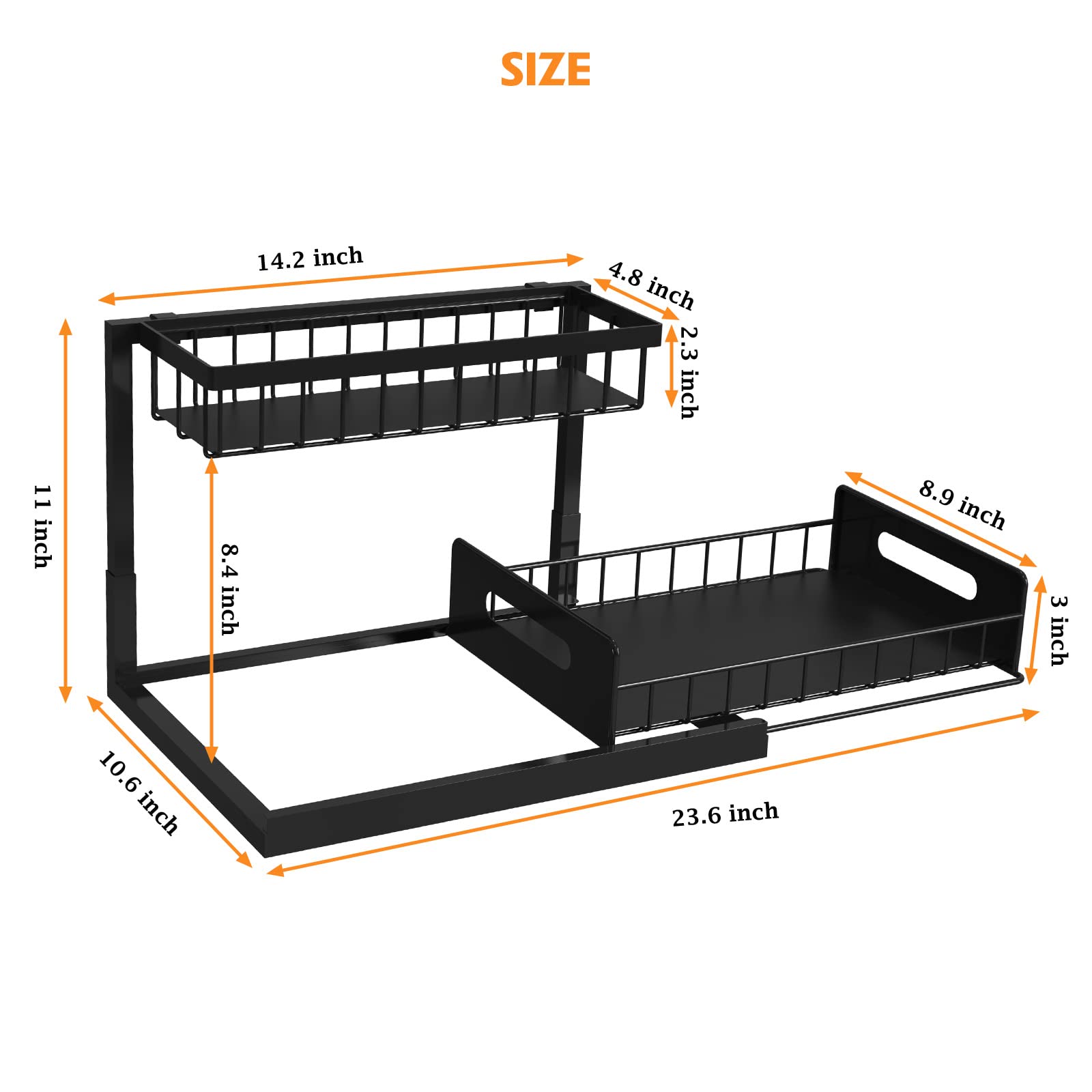 Webetop Under Kitchen Sink Organizers And Storage, 2 Tier Pull Out Cabinet Organizer, Multi-Purpose Sliding Shelf Under Bathroom