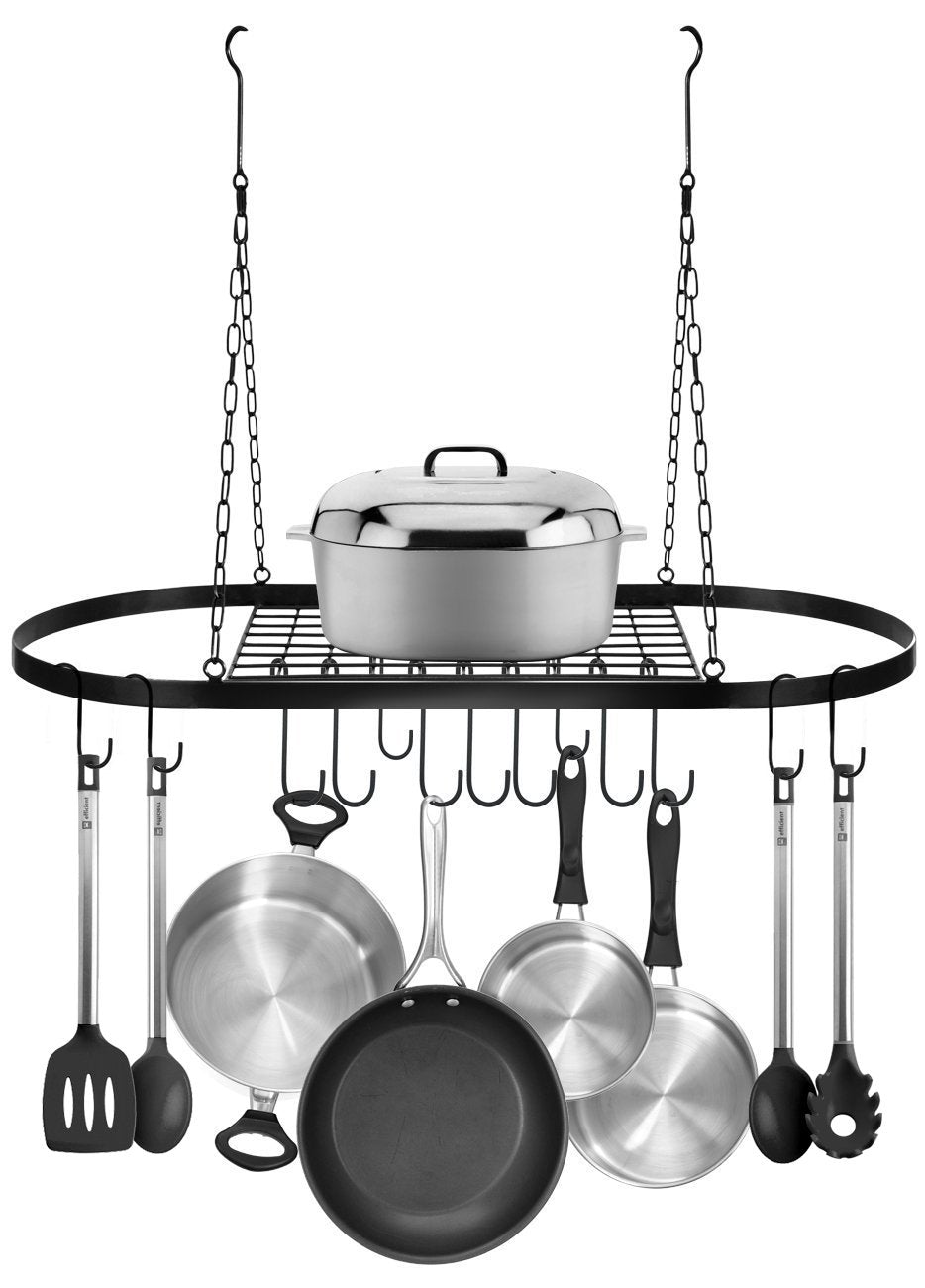 Sorbus Pot And Pan Rack For Ceiling With Hooks - Decorative Oval Mounted Storage Rack - Multi-Purpose Organizer For Home, Restau