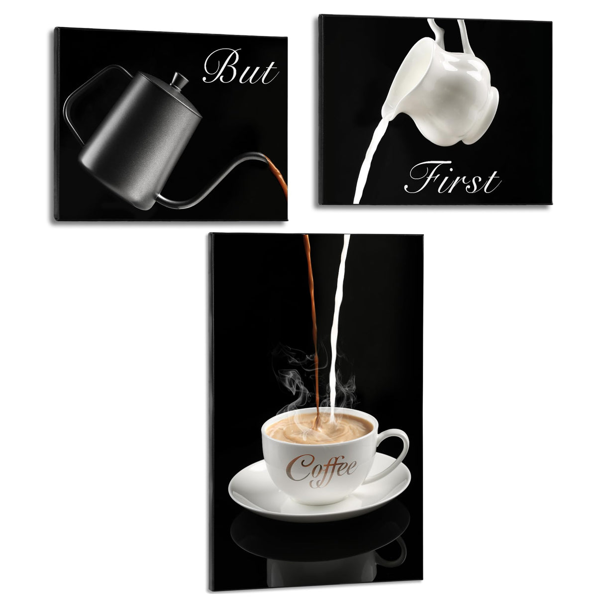 Deveosa Coffee Bar Kitchen Wall Decor - But First Coffee Bar Sign Kitchen Frames Art Pictures Canvas Dining Room Office Wall Dec