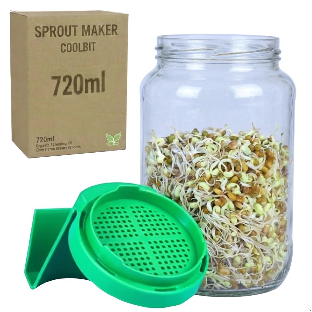 Phlyponn Sprout Maker Glass Jar 720Ml  Wide Mouth Seed Sprouter For Mung Bean, Chana & Lentils | BpaFree Reusable Sprouting Ja
