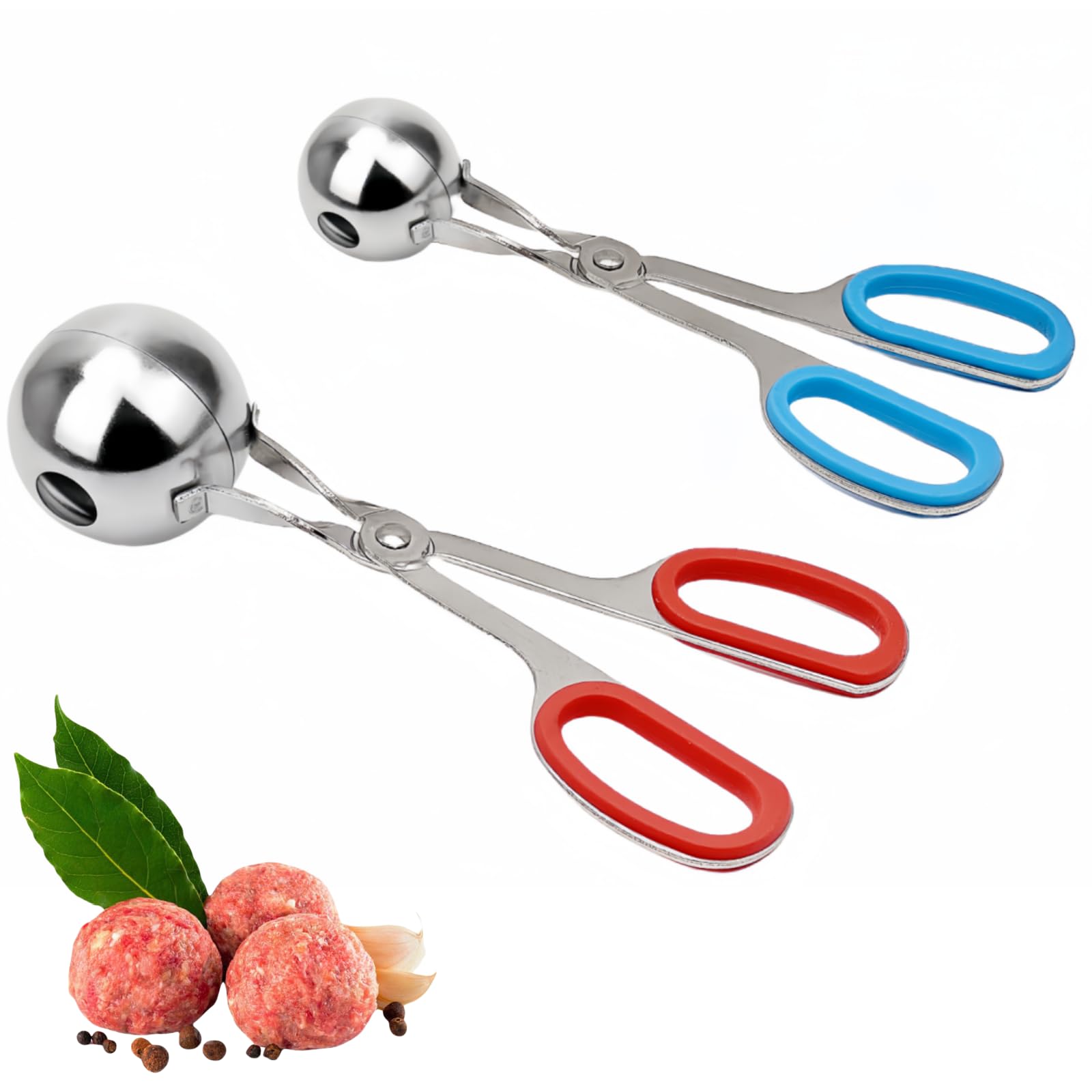 Swjlr 2 Pack, Non-Stick Meatball Maker, Meatball Maker Tool, Stainless Steel Meatball Tongs With Removable Non-Slip Handles, Mea
