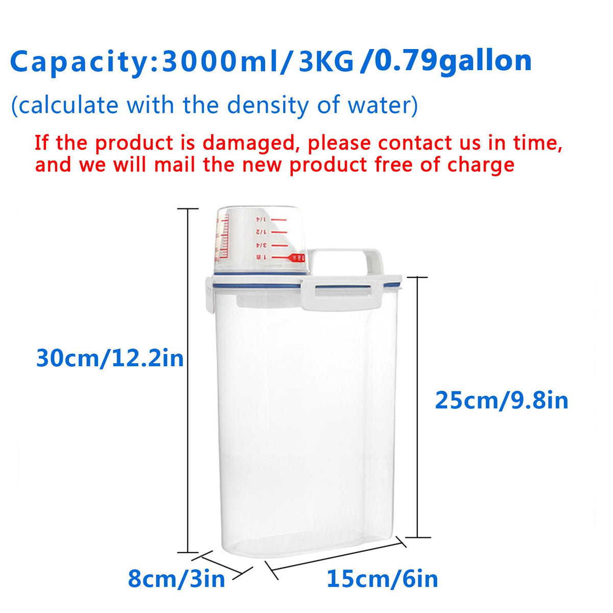 Jioko 5.5 Lbs Plastic Transparent Tank, Rice Storage Barrel, Household ...