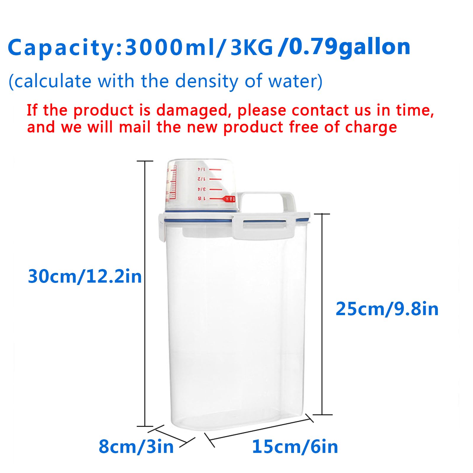 Jioko 5.5 Lbs Plastic Transparent Tank, Rice Storage Barrel, Household Food Container Grain Storage Box For Oatmeal, Grain, Cere