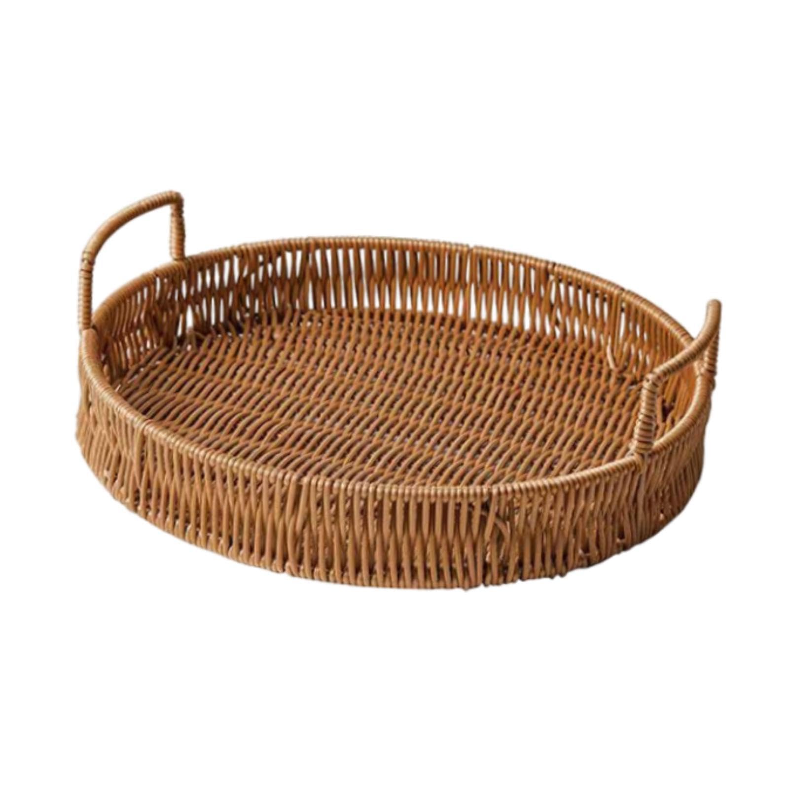 Trendynest Woven Serving Tray Home Decor Woven Basket Tray For Coffee Table Snack Bread L