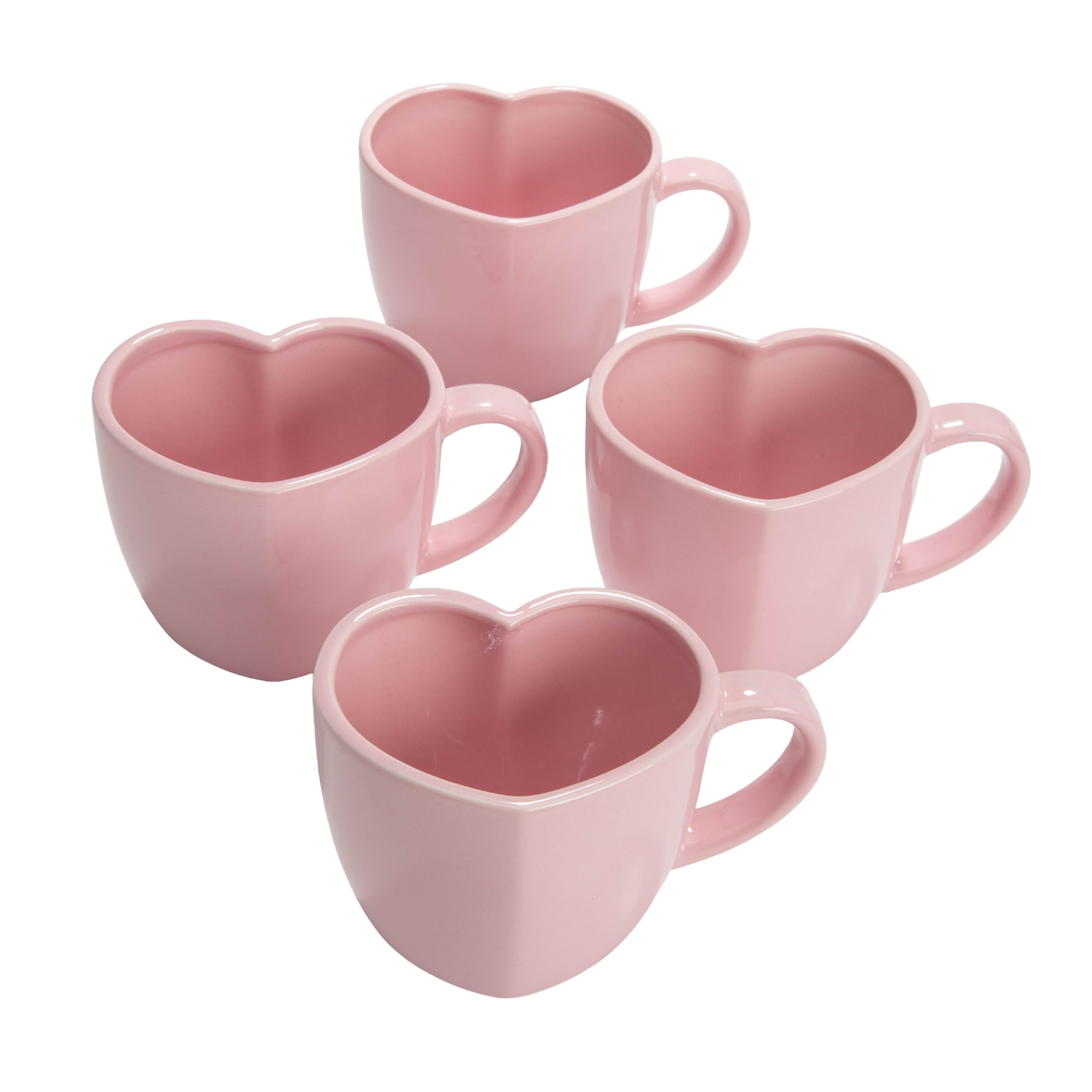 Paris Hilton Heart Shaped Ceramic Mug Set, Chic Stoneware Coffee Mugs for Coffee, Tea, Hot Cocoa, Microwave and Dishwasher Safe,