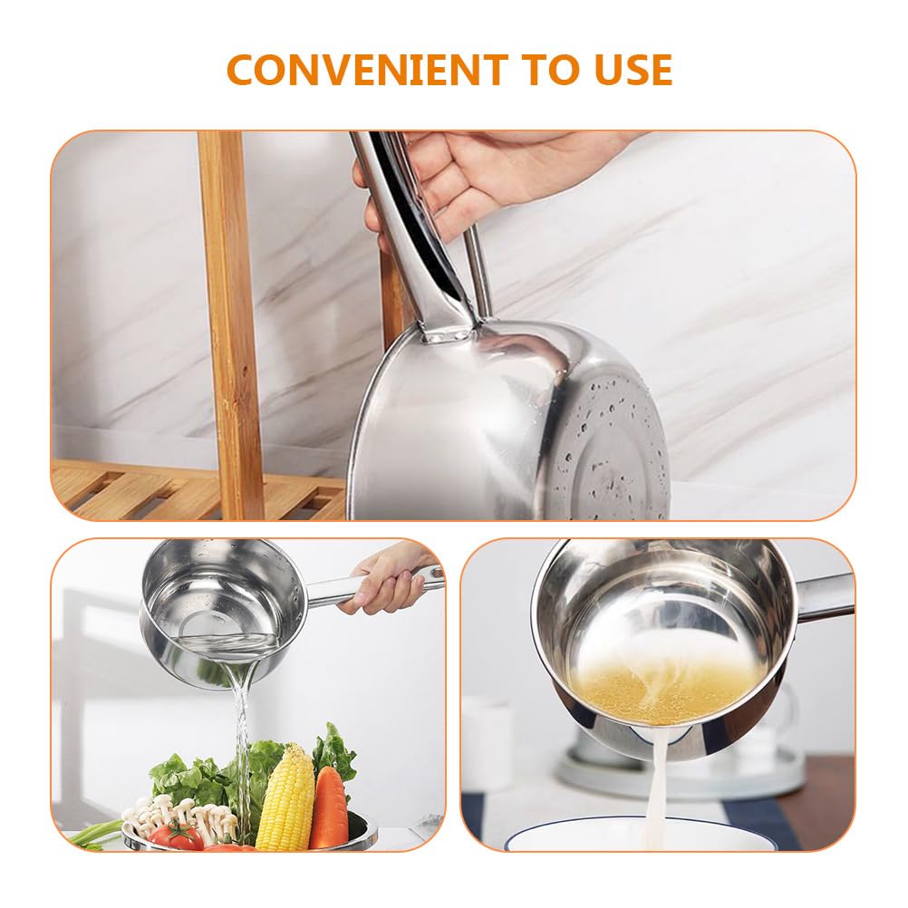 Callaron Stainless Steel Water Ladle Long Handle Kitchen Water Scoop Metal Soup Ladle Spoon Water Dipper Bathing Shampoo Ladle C