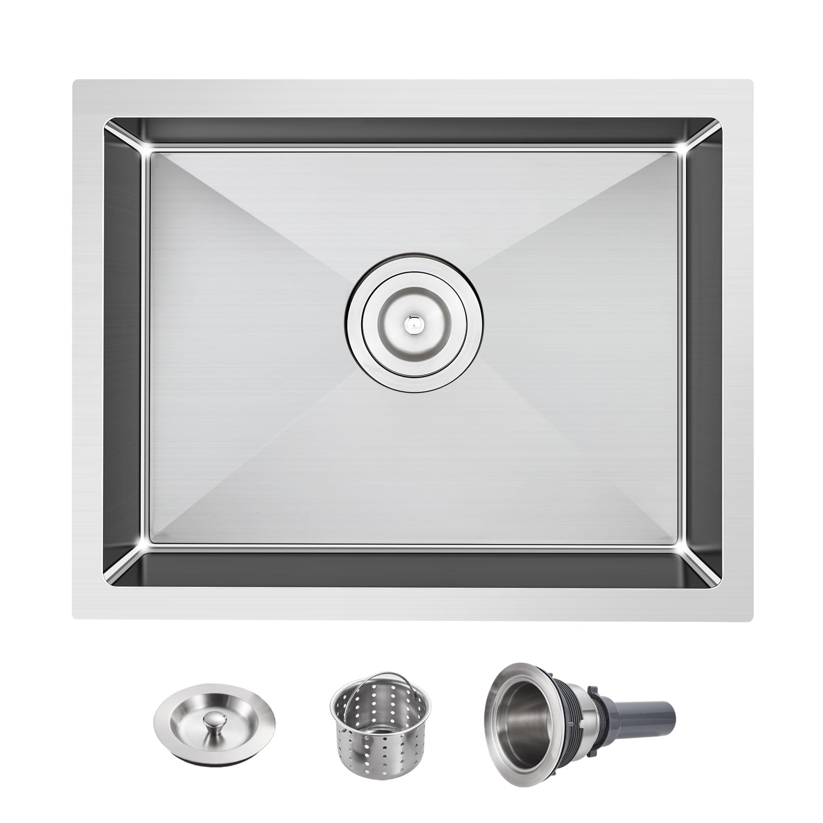 POPFLY 20  17 Inch Undermount Kitchen Sink, Small Wet Bar Prep Sink, 18 Gauge Stainless Steel Single Bowl 9 Inch Deep Rv Sink, B