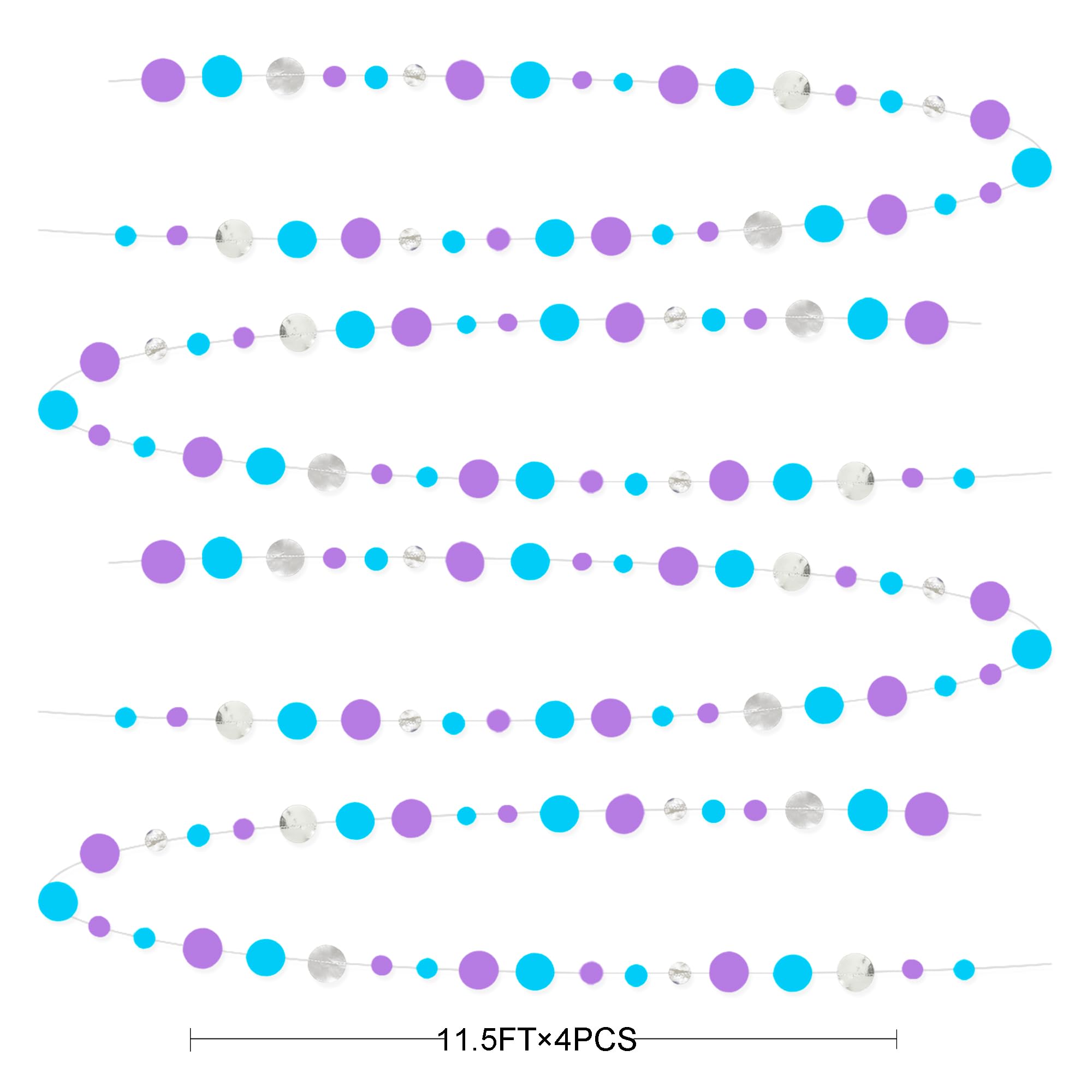 46 Ft Frozen Party Decorations Purple Blue Silver Polka Dots Garlands Hanging Paper Circle Dots Streamer For Frozen Birthday Win
