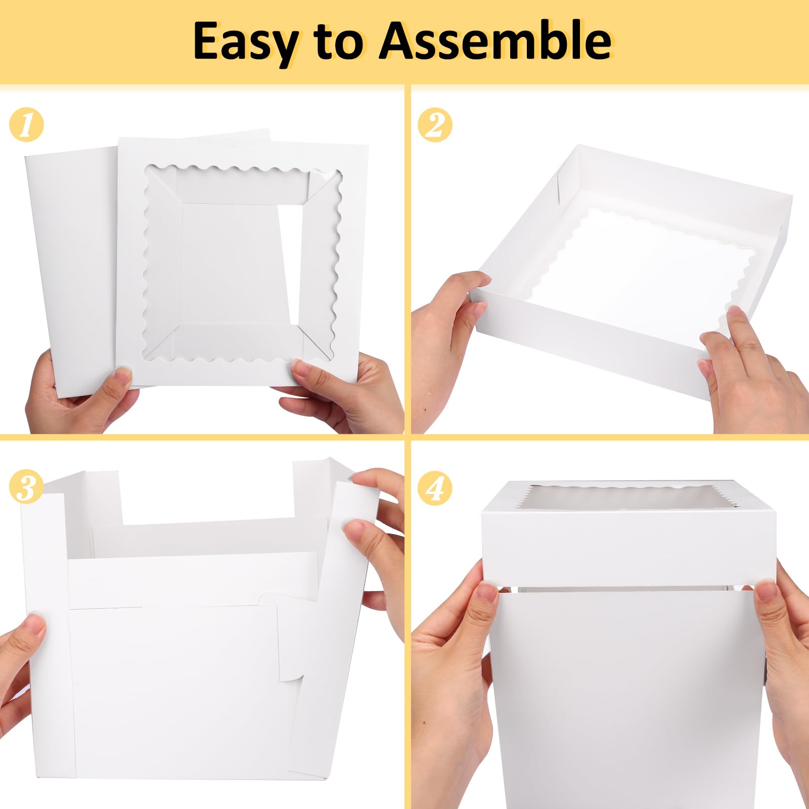 Moretoes 5 Pack Cake Boxes 8 Inch, Bakery Containers with Large Window, 8 Inch White Cake Carrier, Disposable Boxes for Hallowee