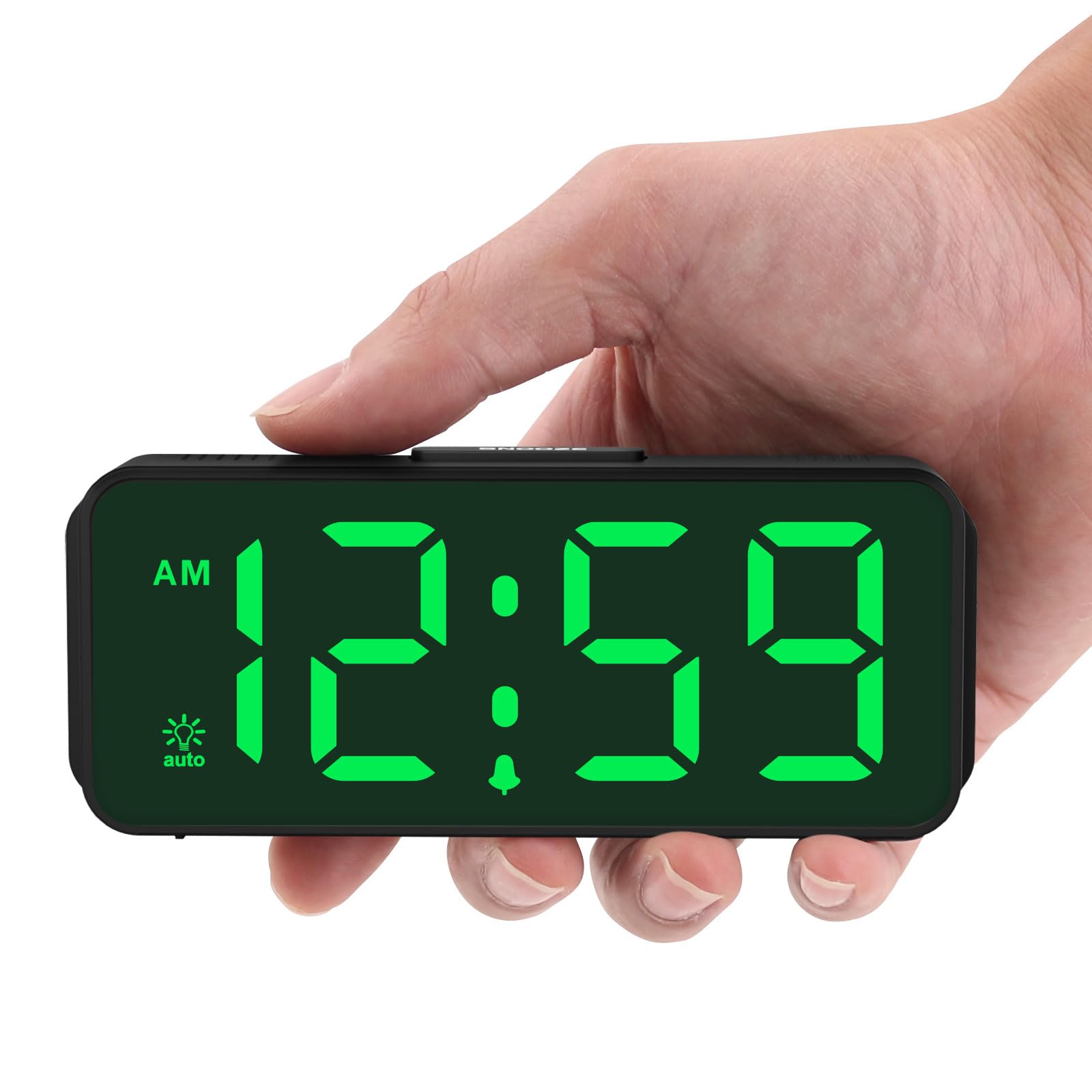 Peakeep Small Battery Powered Digital Alarm Clocks for Bedrooms Bedside, Cordless Tiny Travel Portable Desk Clock, Large Numbers