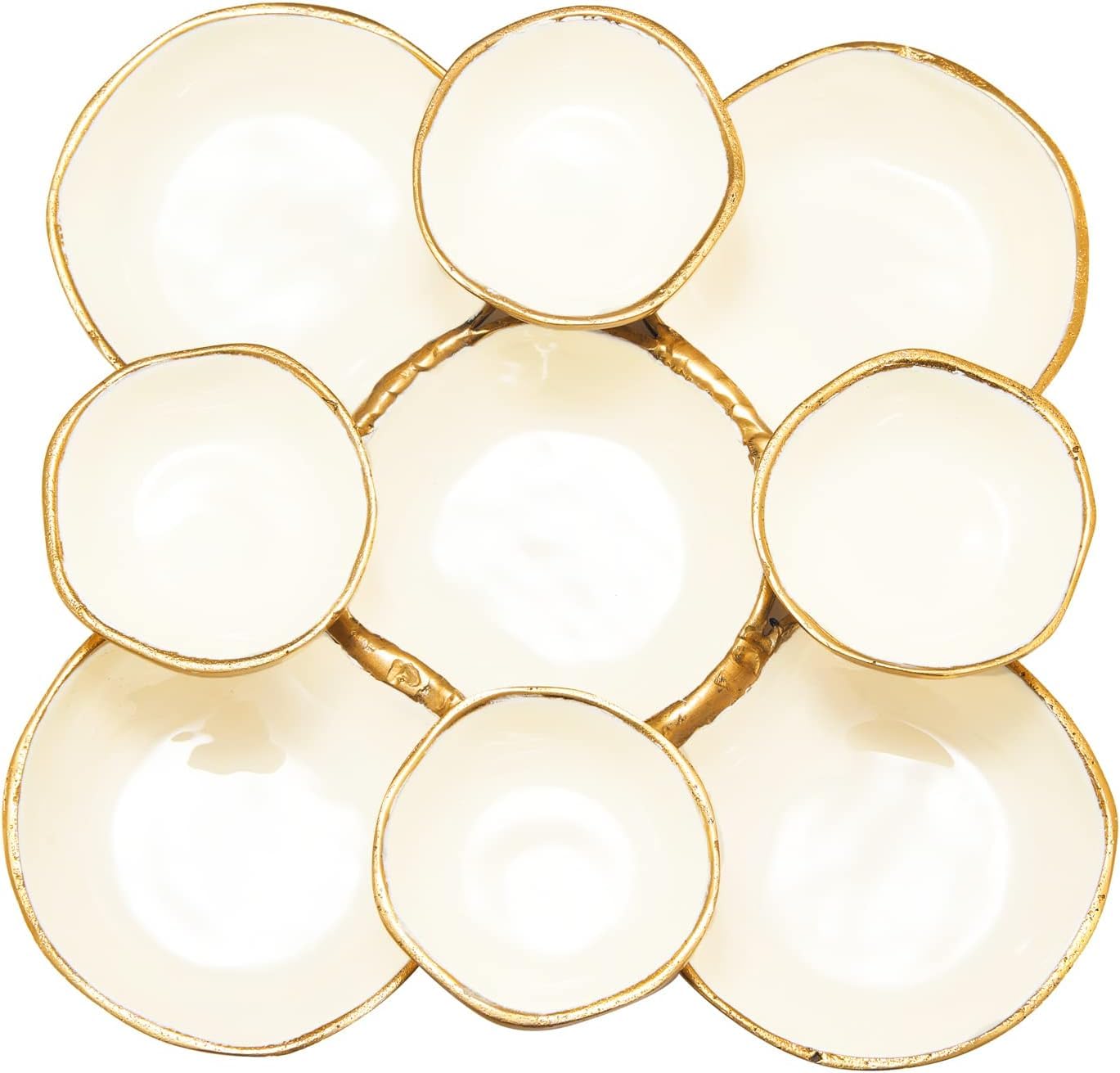 Cluster of 9 Round Serving Bowls Enamel Clusters Decorative Elegant Snack Tray