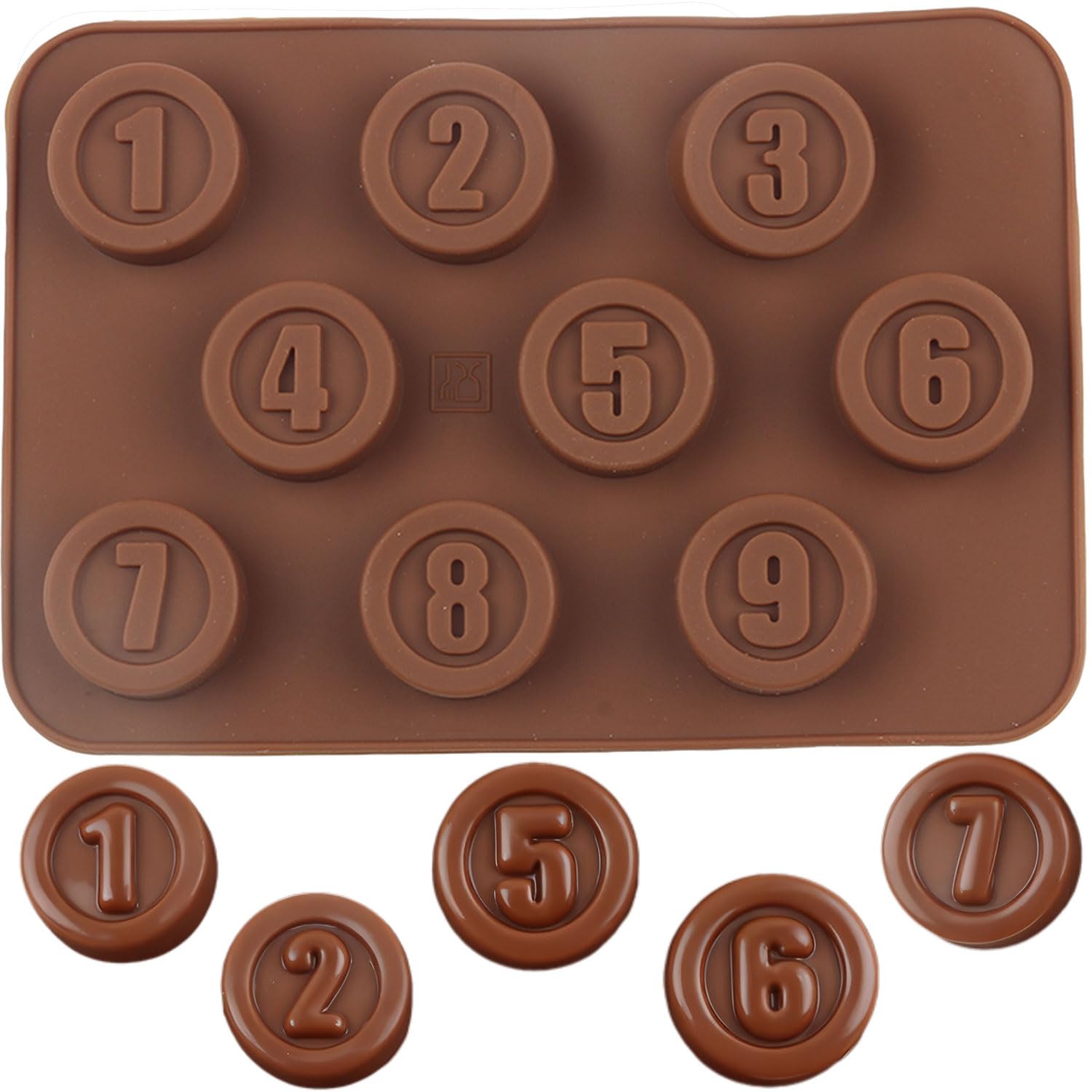 EPYHREHM 9 Cavity Button Number Silicone Chocolate Molds