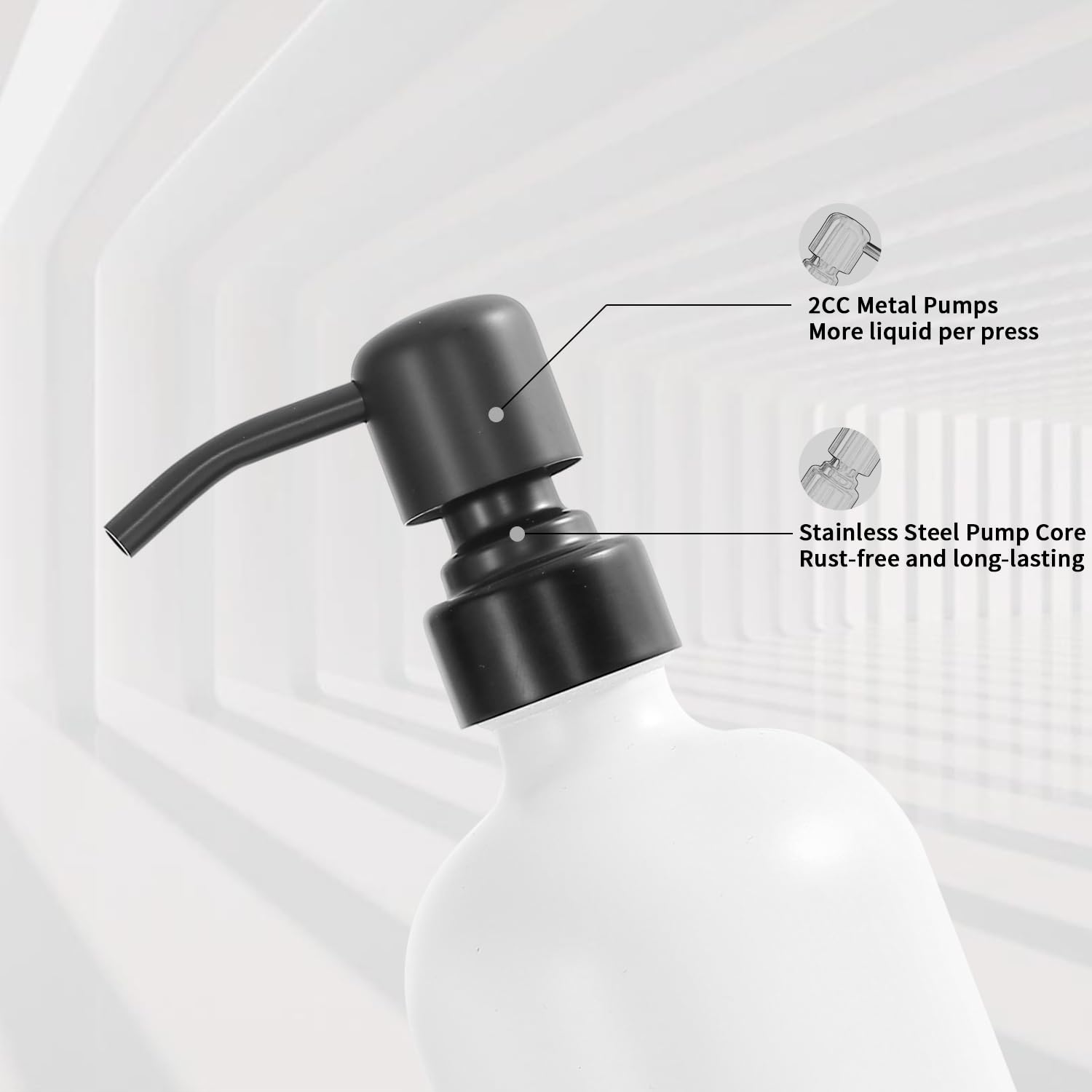Prus Waso White Soap Dispenser Set, Contains A Bathroom Hand Soap Dispenser And A Lotion Dispenser With Pump. Bathroom Soap Disp