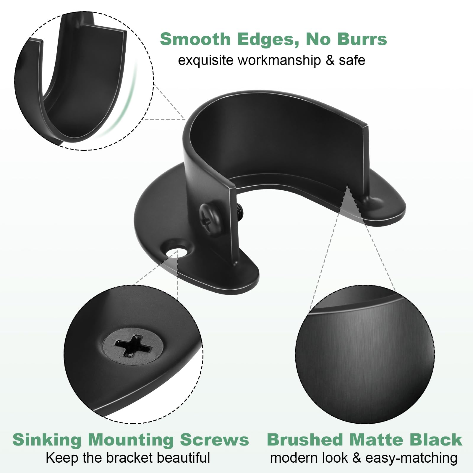 Closet Rod Bracket, 6 Pack Closet Rod Holders Heavy Duty 1 Inch Closet Pole Socket Stainless Steel Metal Curtain Rod Holder U Sh