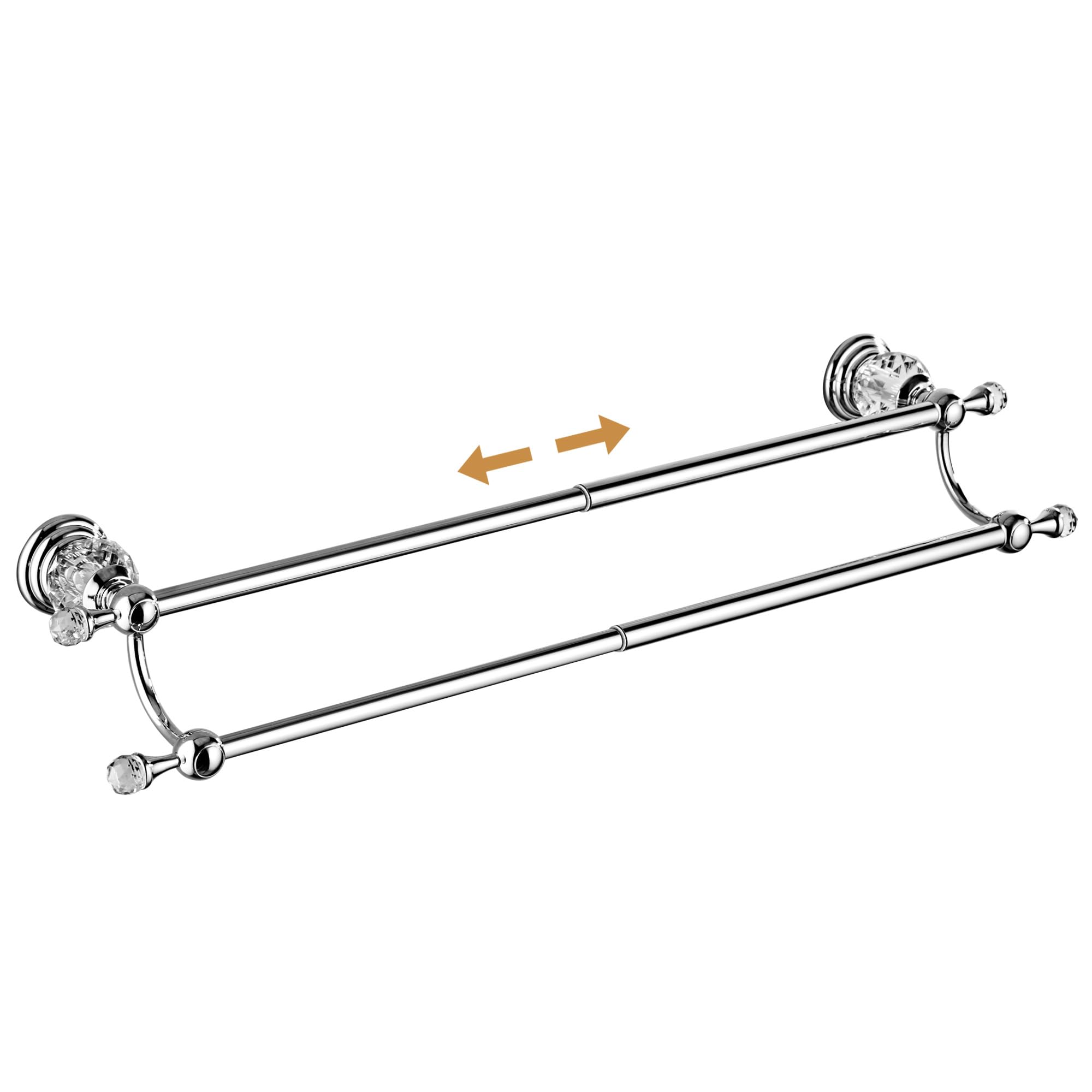 Chrome Double Towel Rack,Adjustable Towel Holder Silver Crystal Bathroom Towel Bar