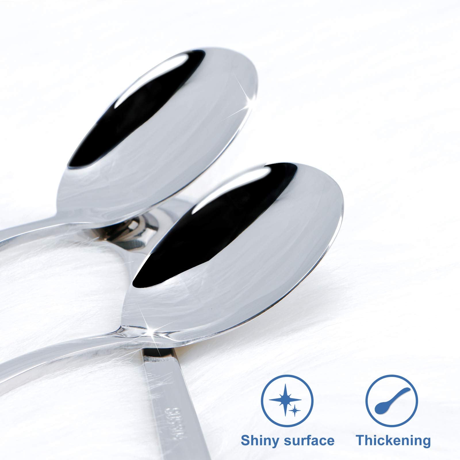 Premium Soup Spoons, 5 Pack 18/10 Stainless Steel Fashion Large And Heavy Round Spoons, 8 Inch Long Handle Round Spoons, Suit Fo