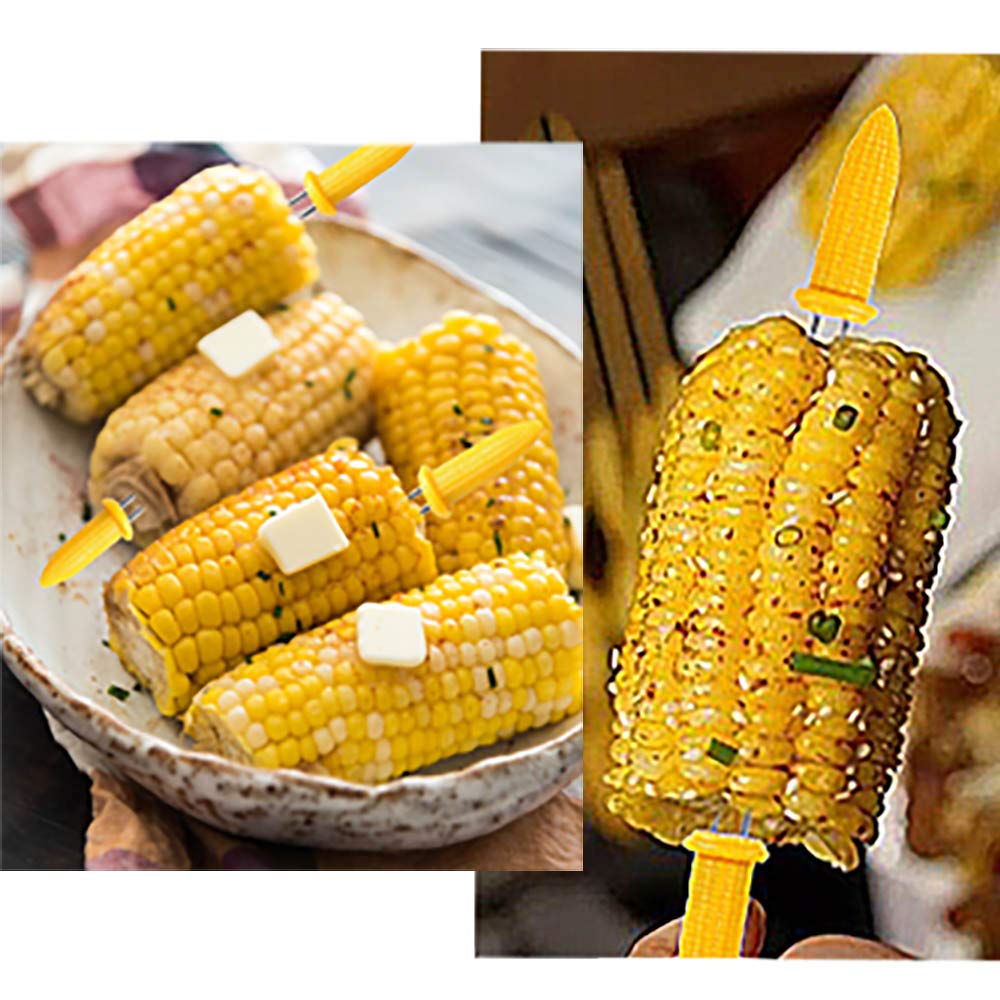 10PCS Corn Holders - Corn on The Cob Skewers Stainless Steel Corn Fork Prong Skewers Kitchen Tool for BBQ Twin Prong Sweetcorn Holders Home Cooking Fork