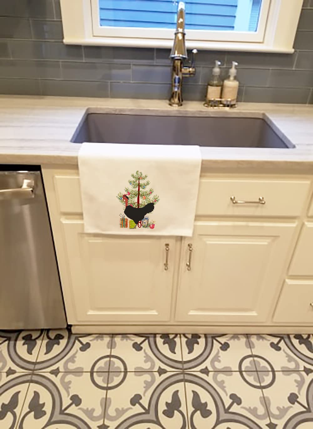 Naked Neck Chicken Christmas White Kitchen Towel Set of 2