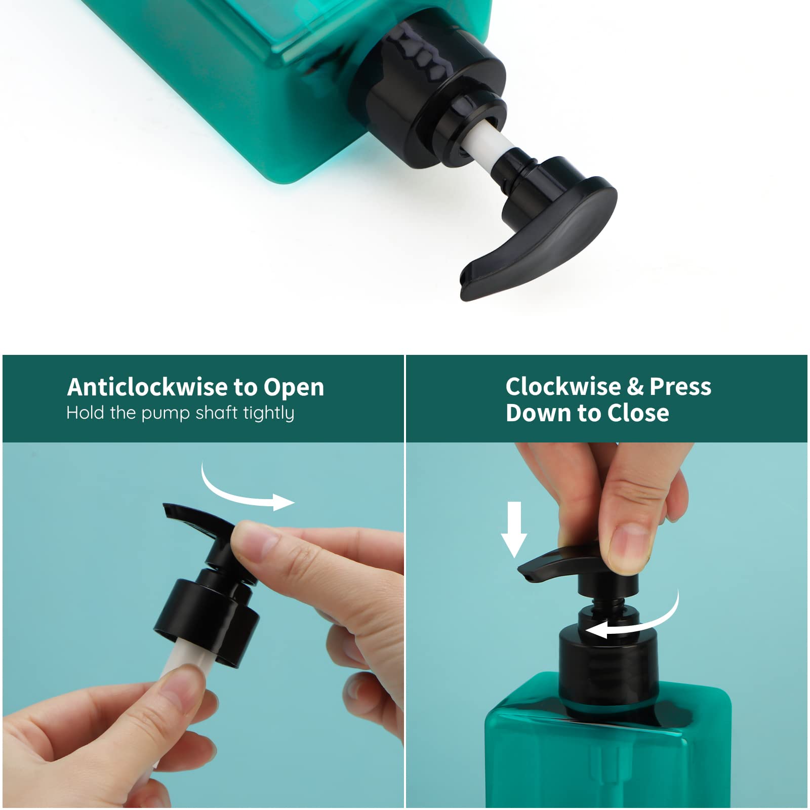 Segbeauty Shampoo Conditioner Bottles, 3Pcs 16.9Oz 500Ml Pump Press Dispenser With Labels, Empty Plastic Refillable Reusable Lot