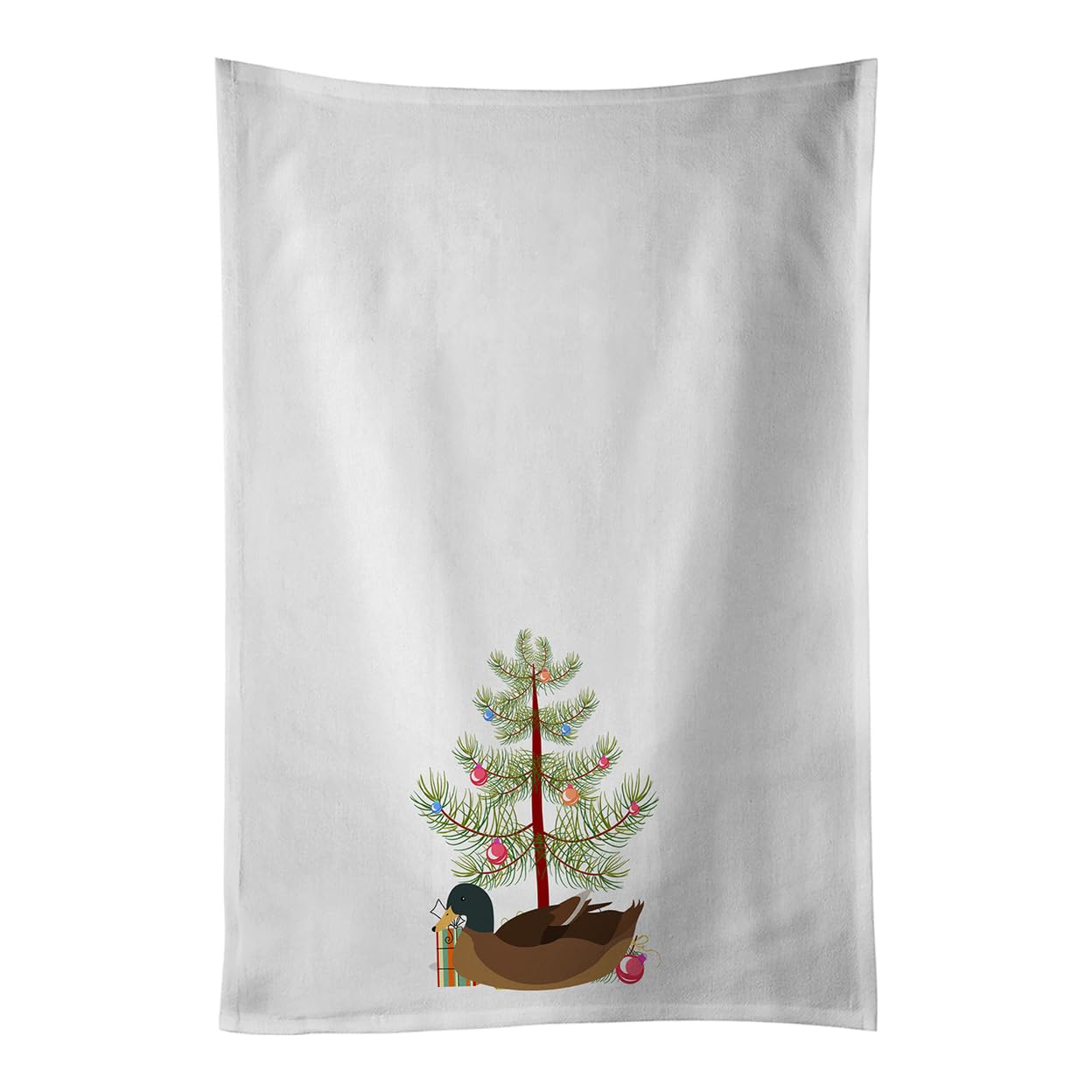 Khaki Campbell Duck Christmas White Kitchen Towel Set of 2